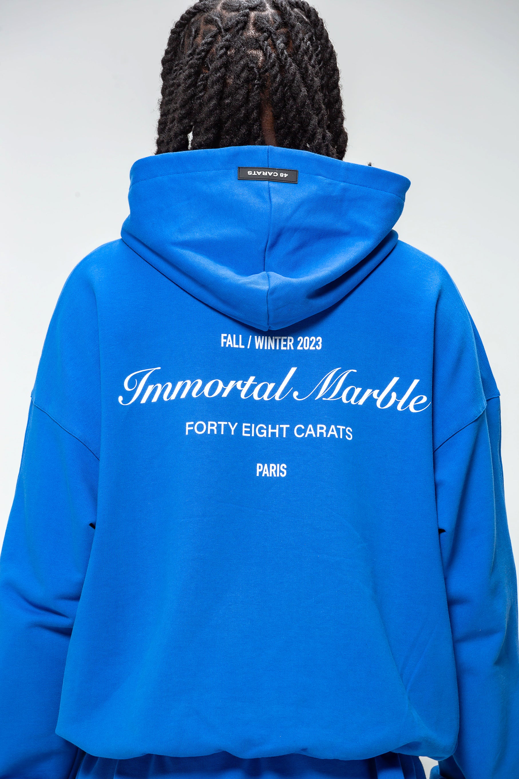 Sweat Capuche Bleu Roi Immortal Marble