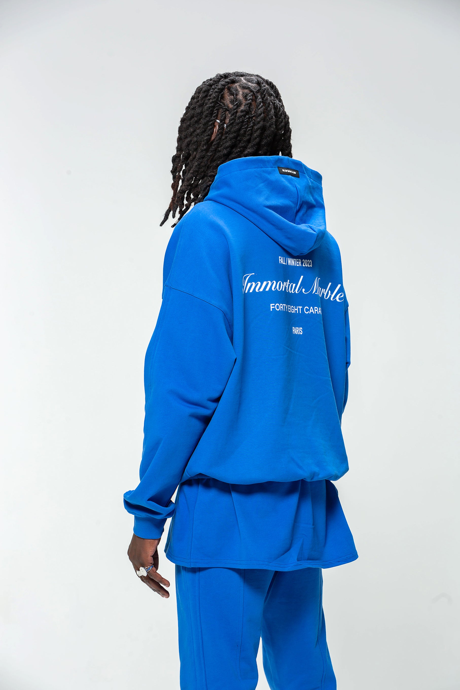 Sweat Capuche Bleu Roi Immortal Marble