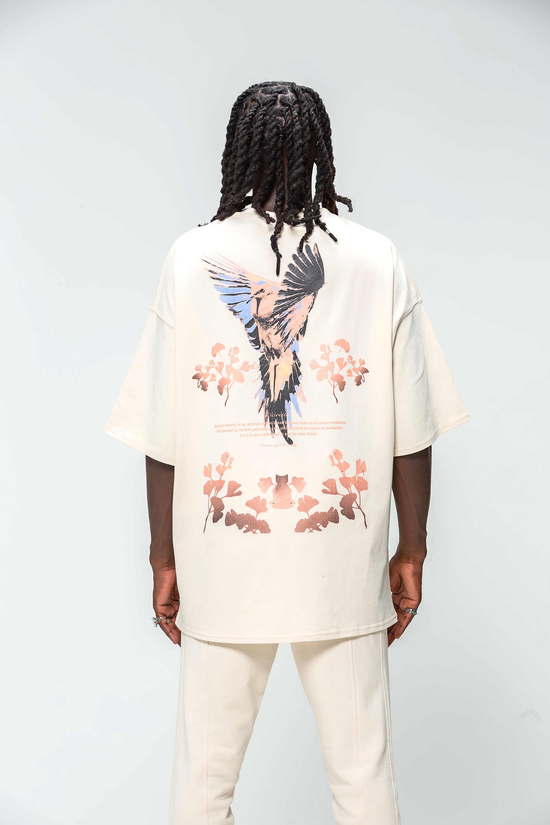 Oversized Beige 48 Carat Bird Logo T-shirt