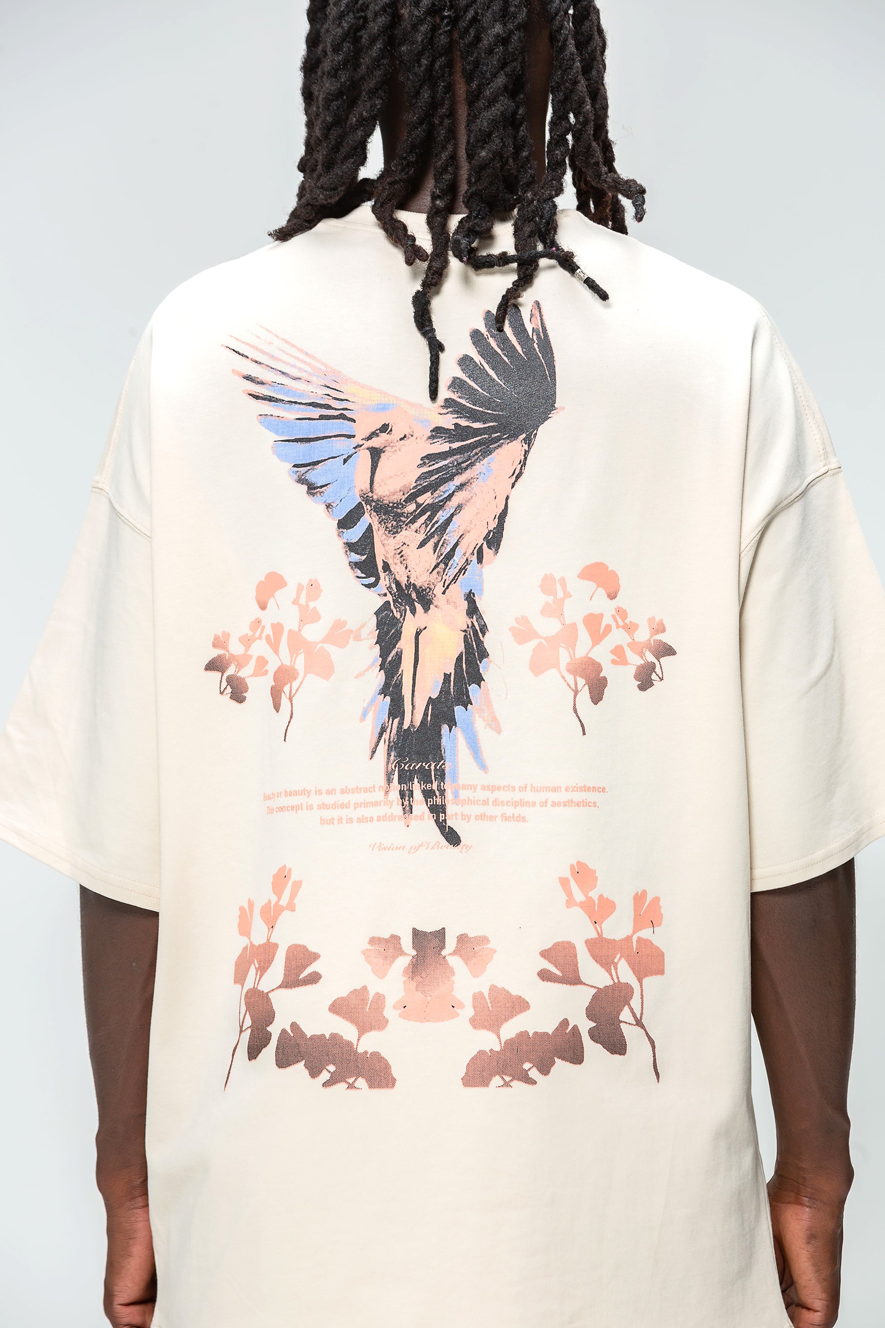 Oversized Beige 48 Carat Bird Logo T-shirt