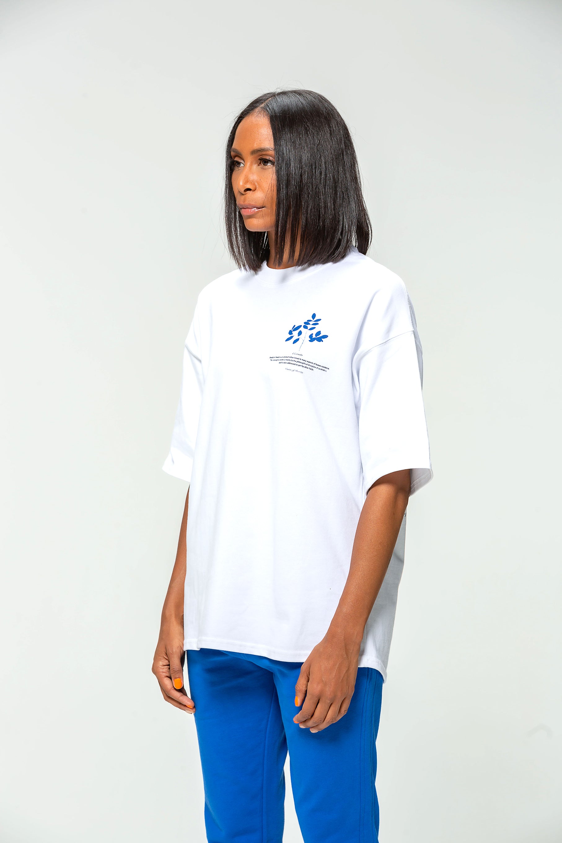 T-shirt blanc Blue Flower