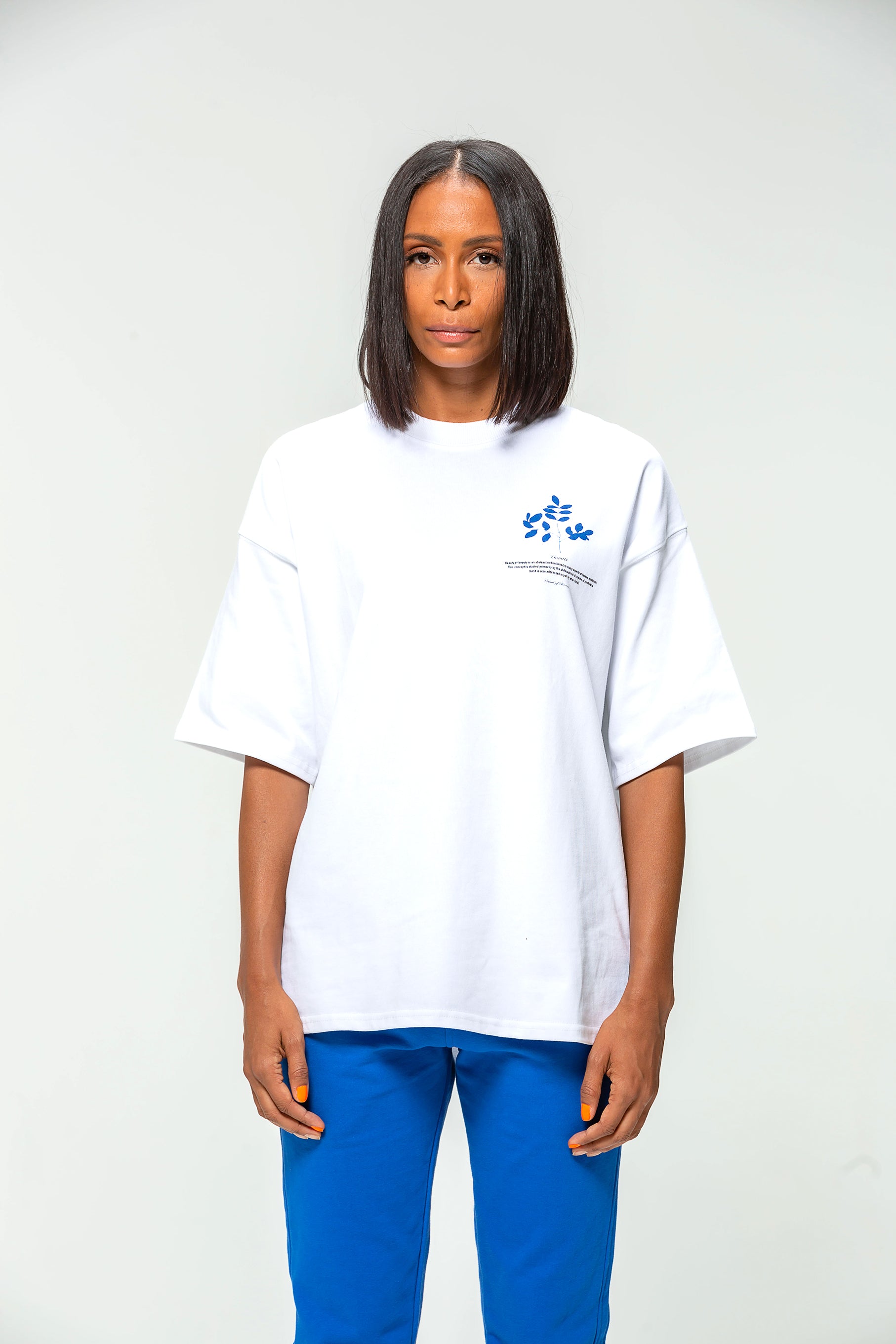 T-shirt blanc Blue Flower