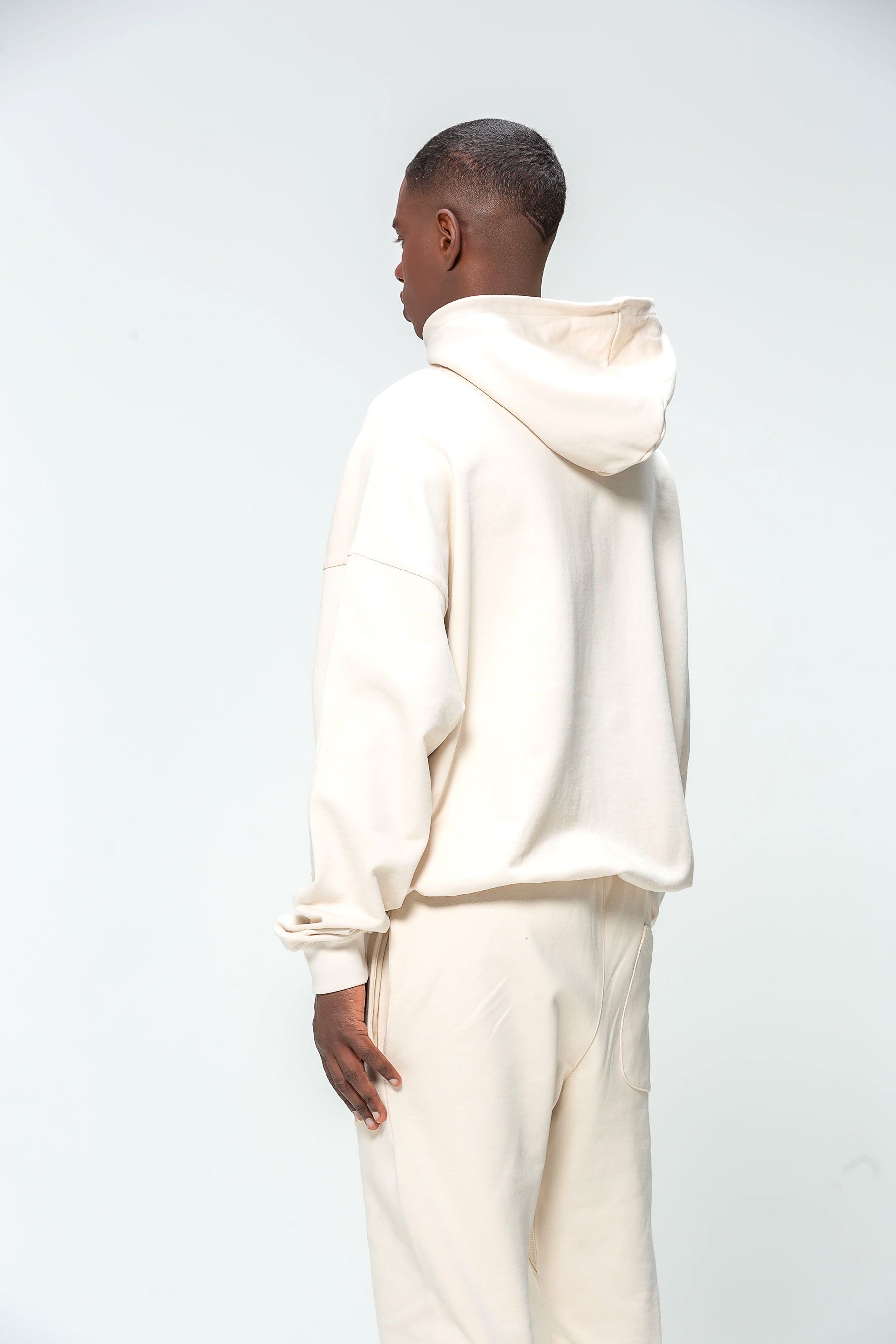 Sweat Capuche Beige Logo Brodé
