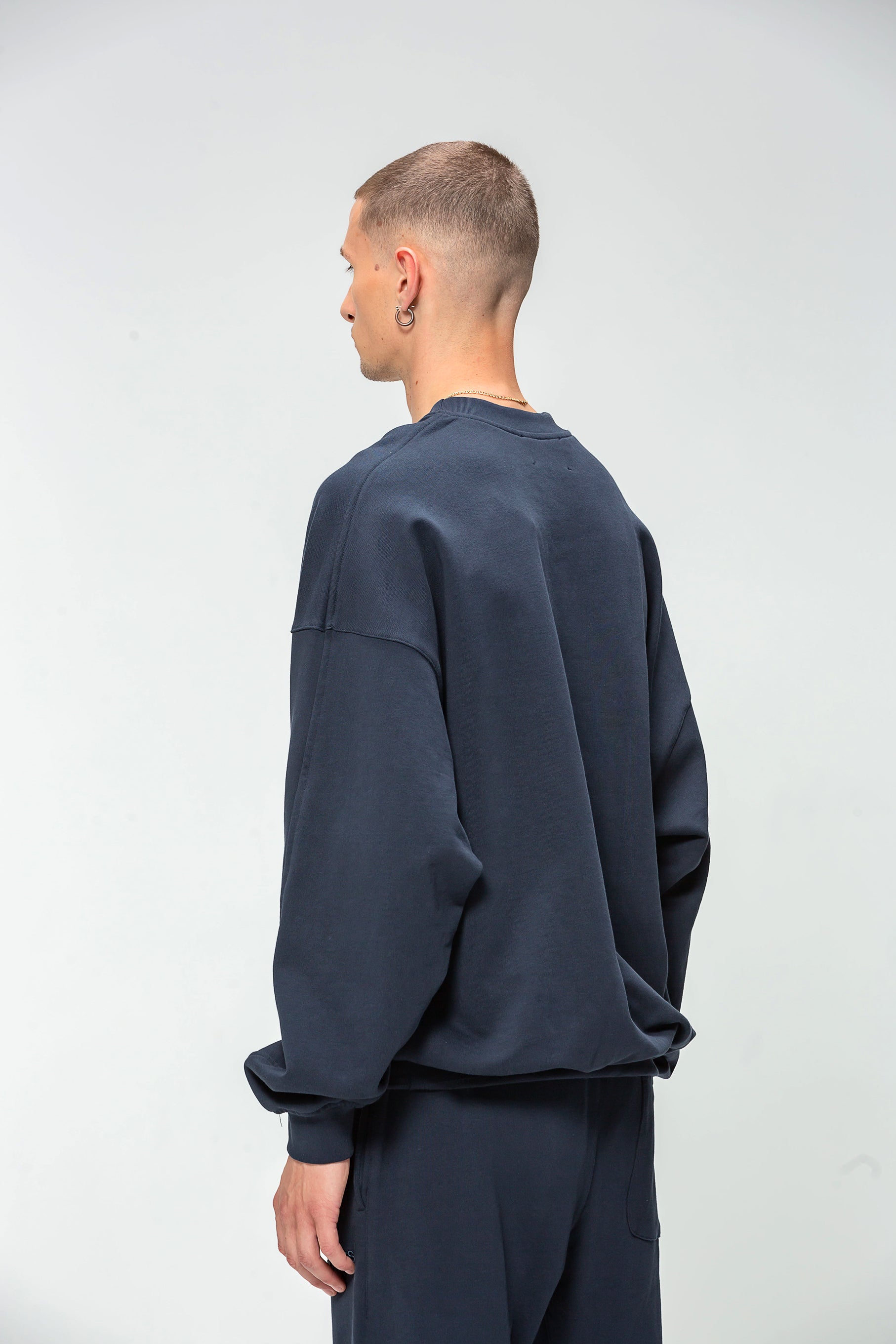 Sweat Col Rond Navy Logo Brodé