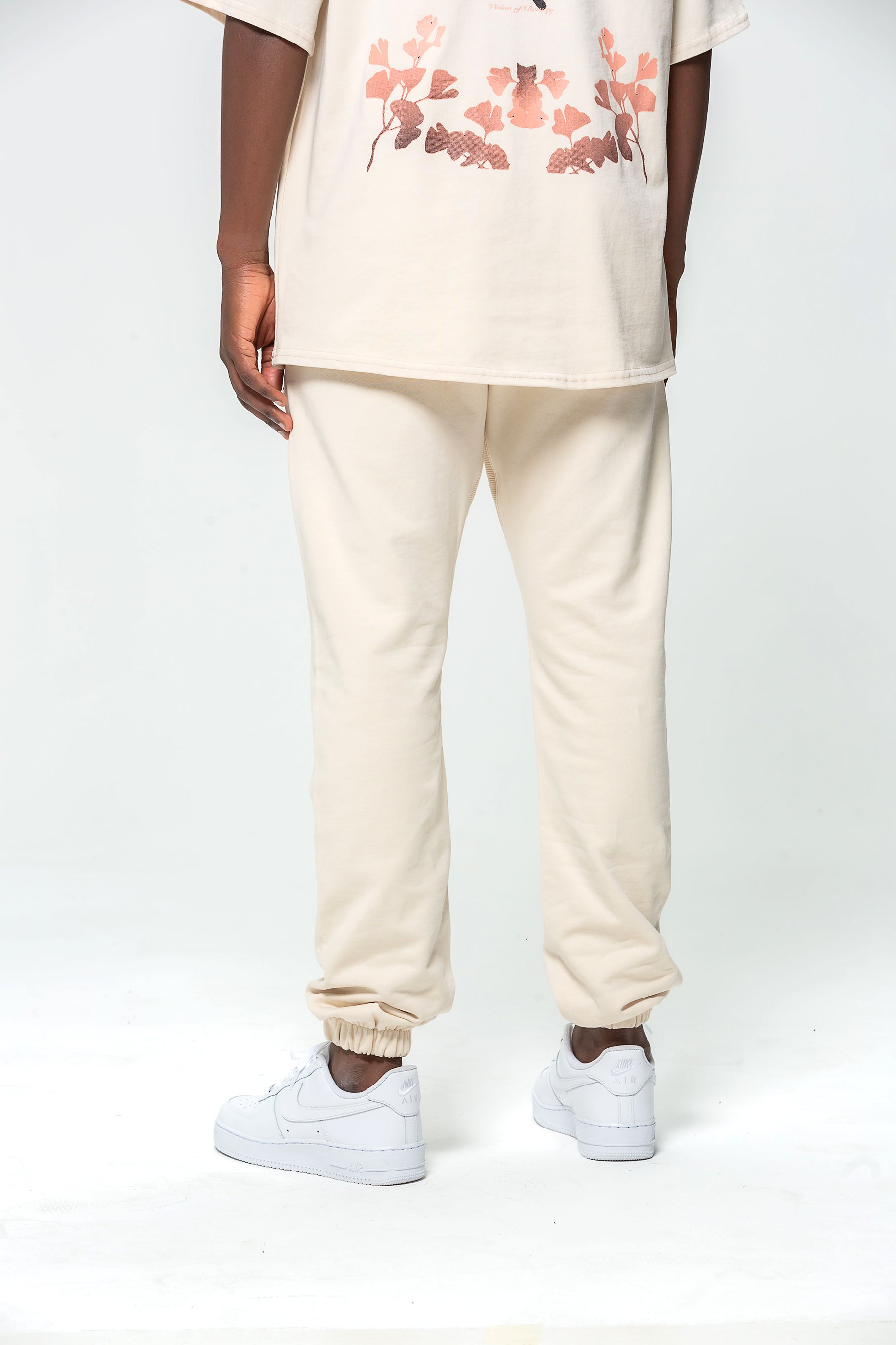 Cream Embroidered Logo Jogging Bottoms