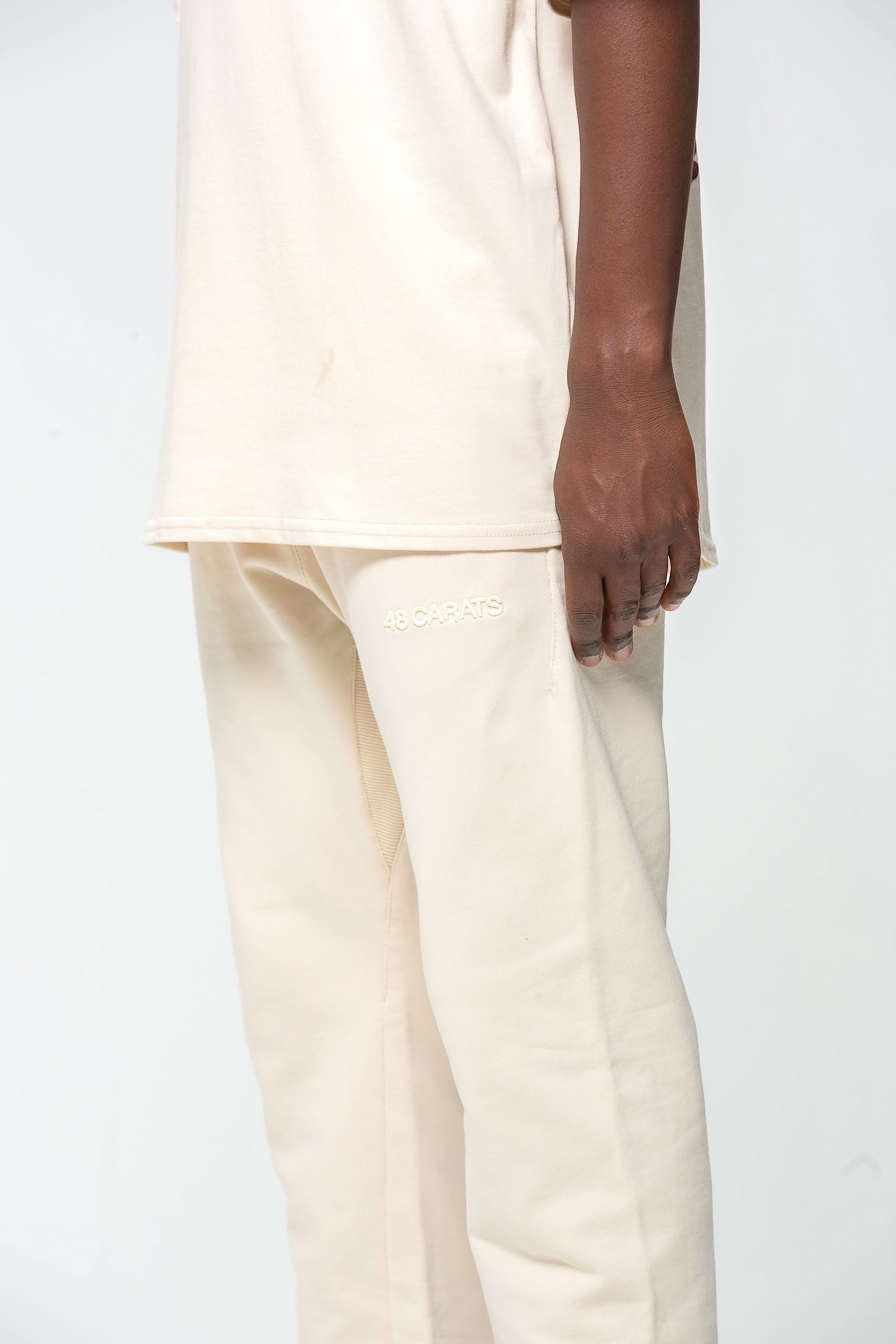 Cream Embroidered Logo Jogging Bottoms