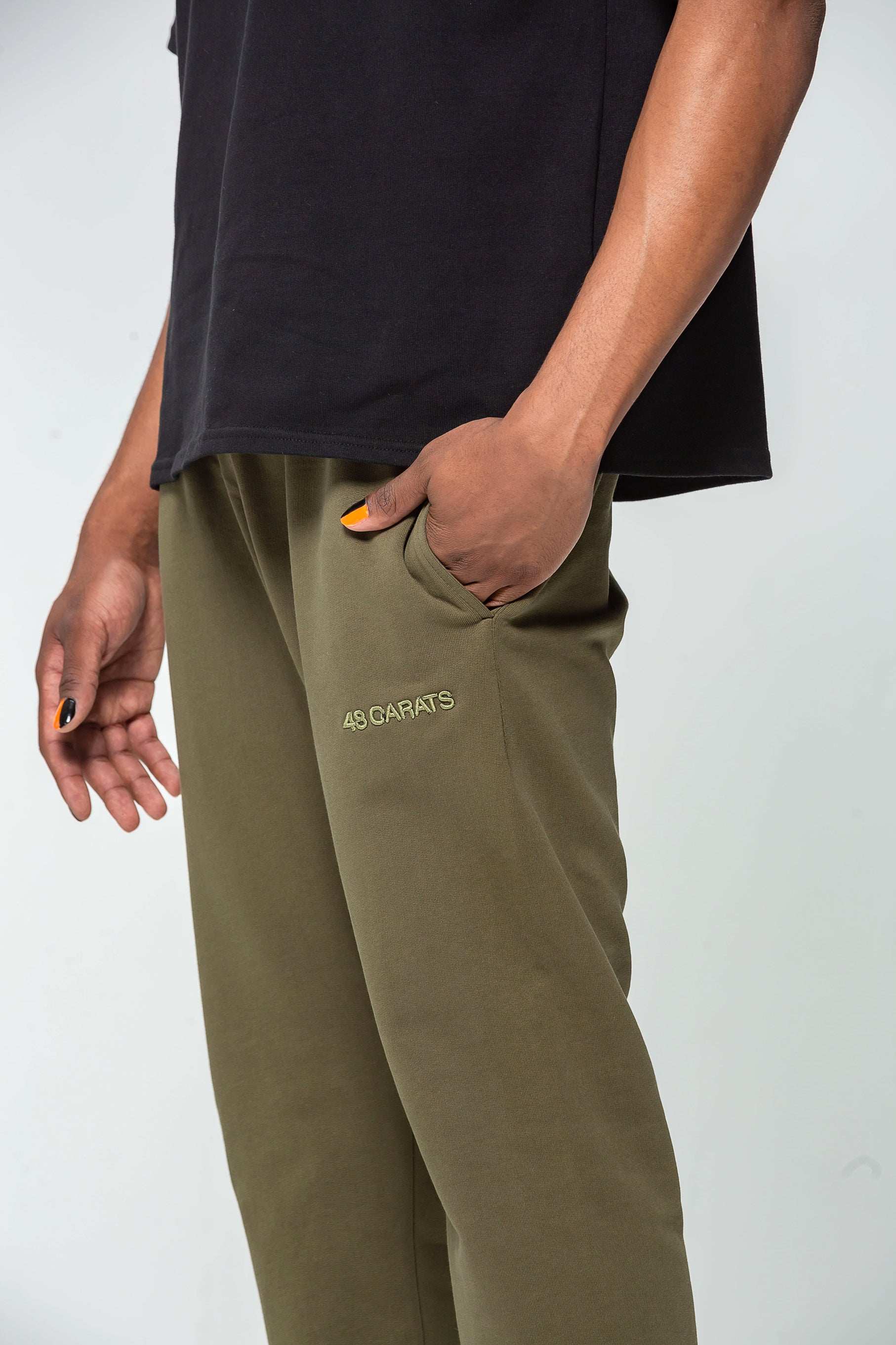 Khaki Embroidered Logo Jogging Bottoms