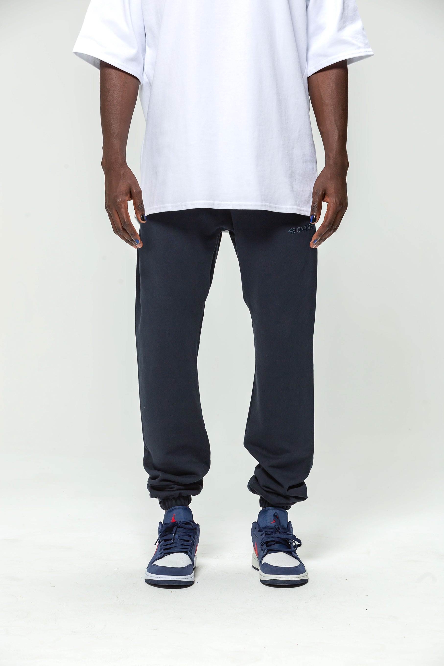 Navy Embroidered Logo Jogging Bottoms