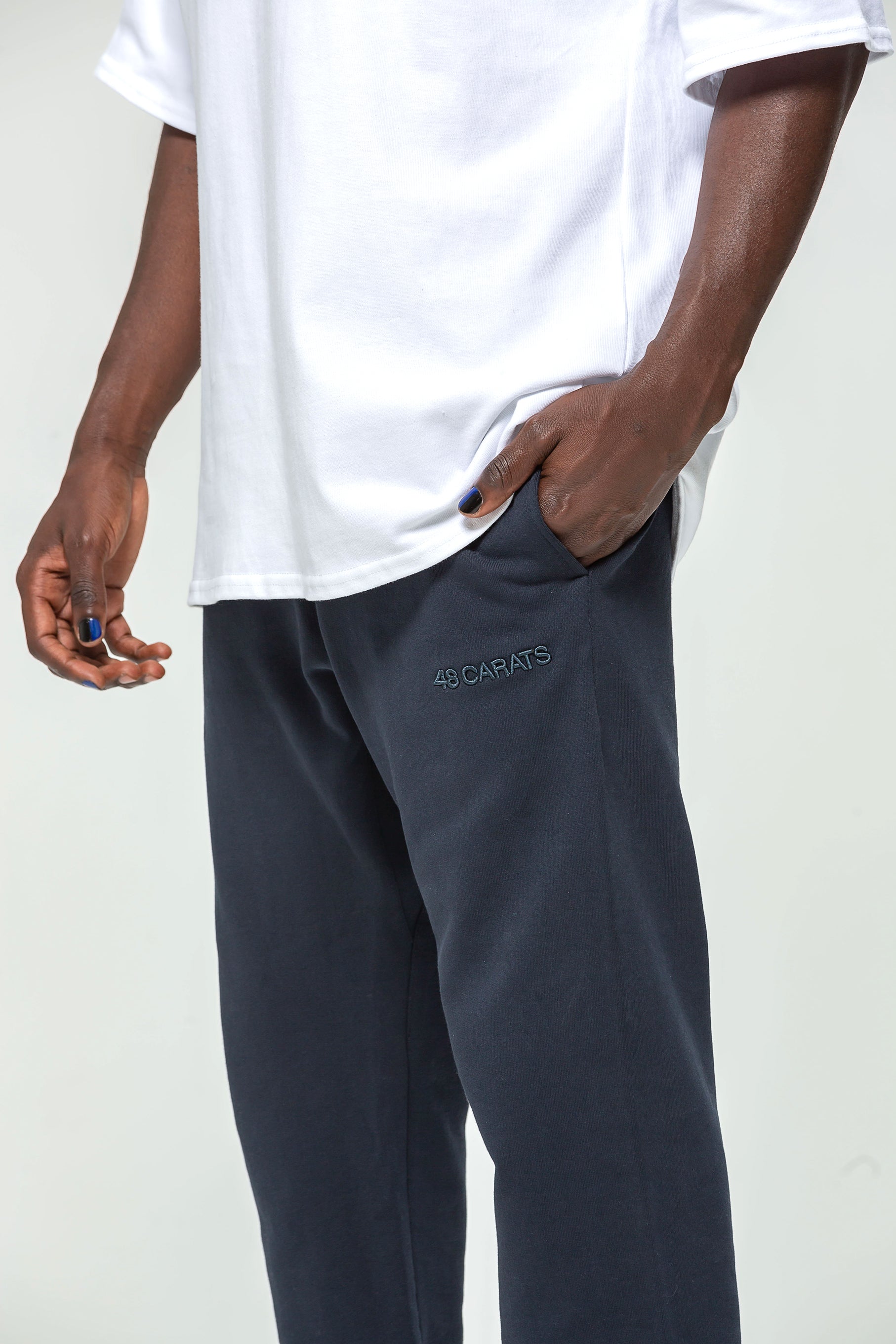 Navy Embroidered Logo Jogging Bottoms
