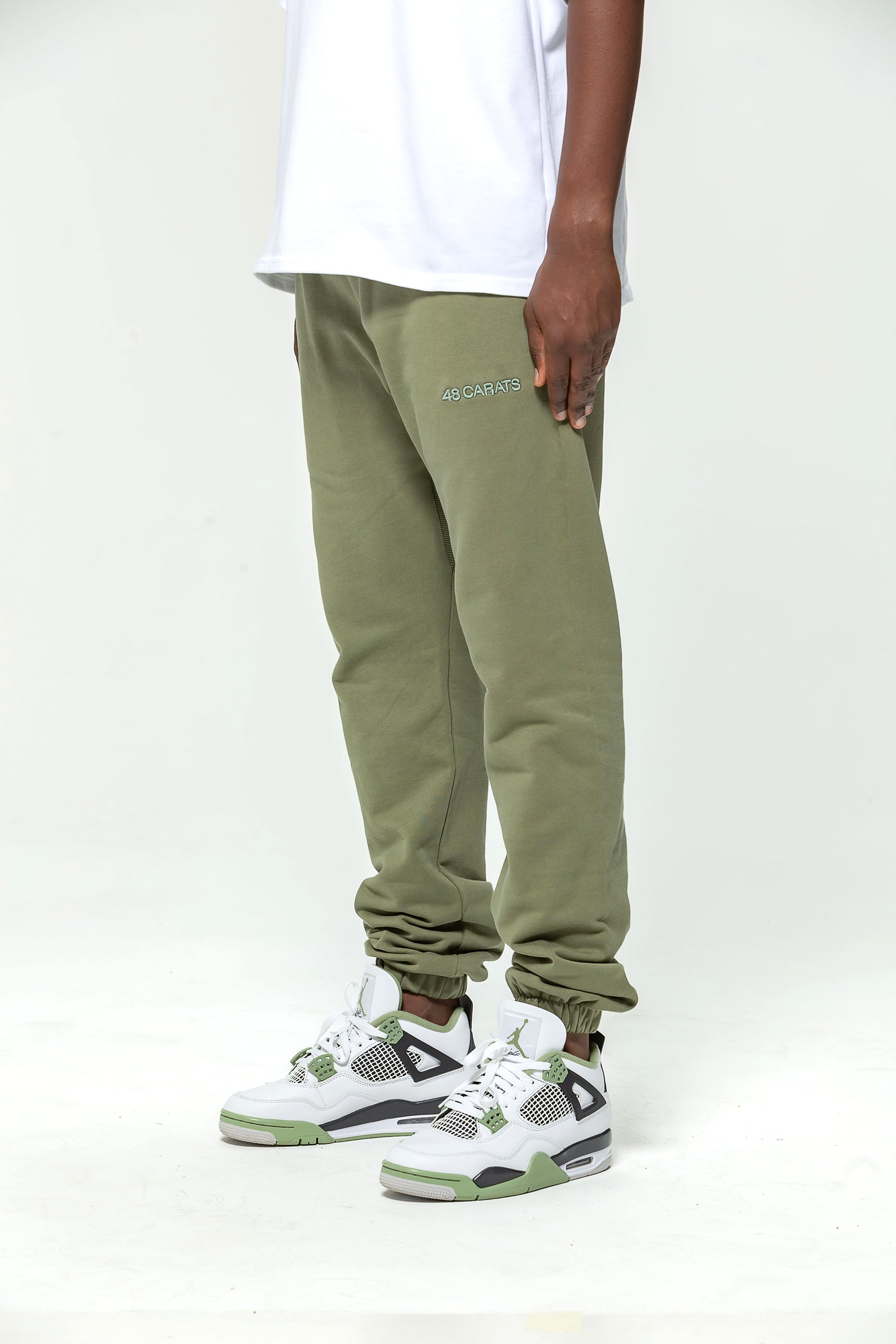 Green Embroidered Logo Jogging Bottoms