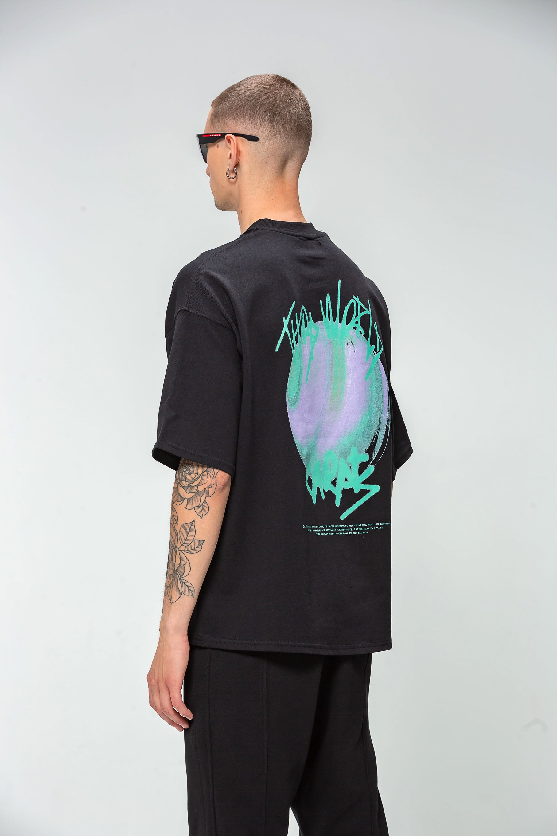 Black Oversized This World T-shirt