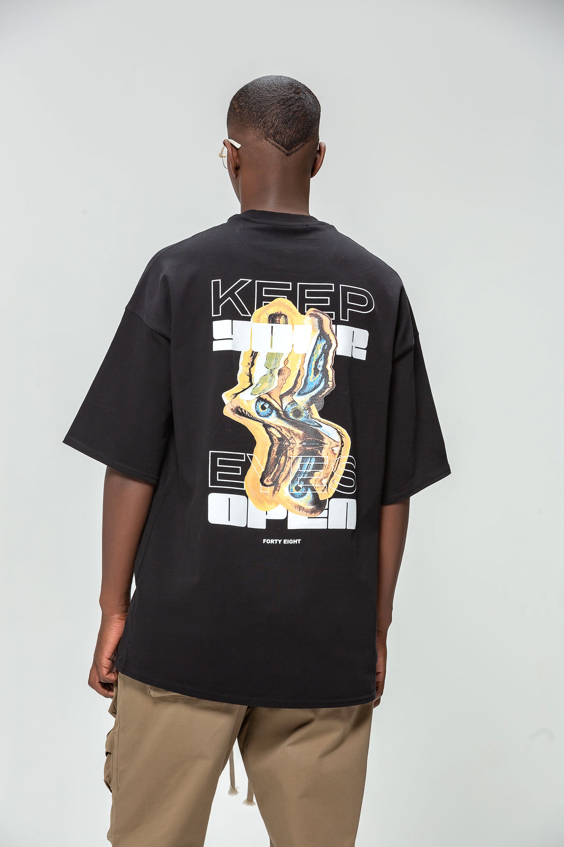 Black Keep Your Eyes Oversized T-shirt