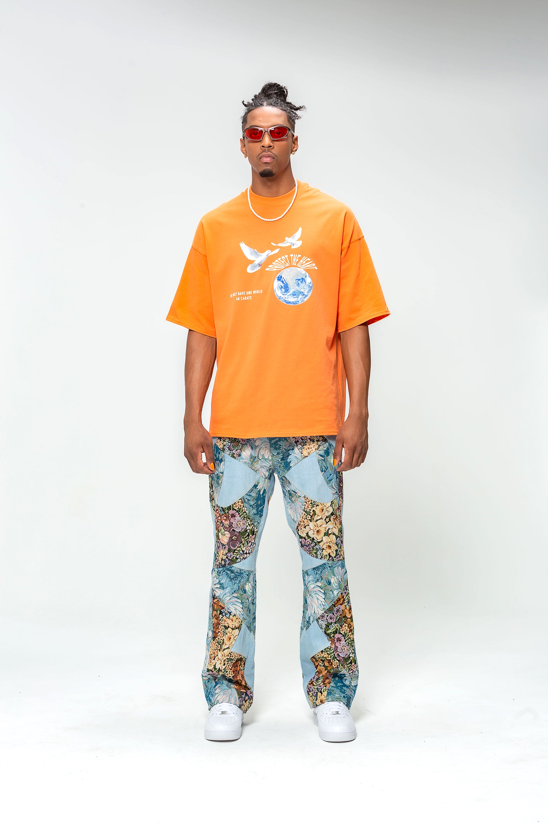 Orange Protect The Heart Oversized T-shirt