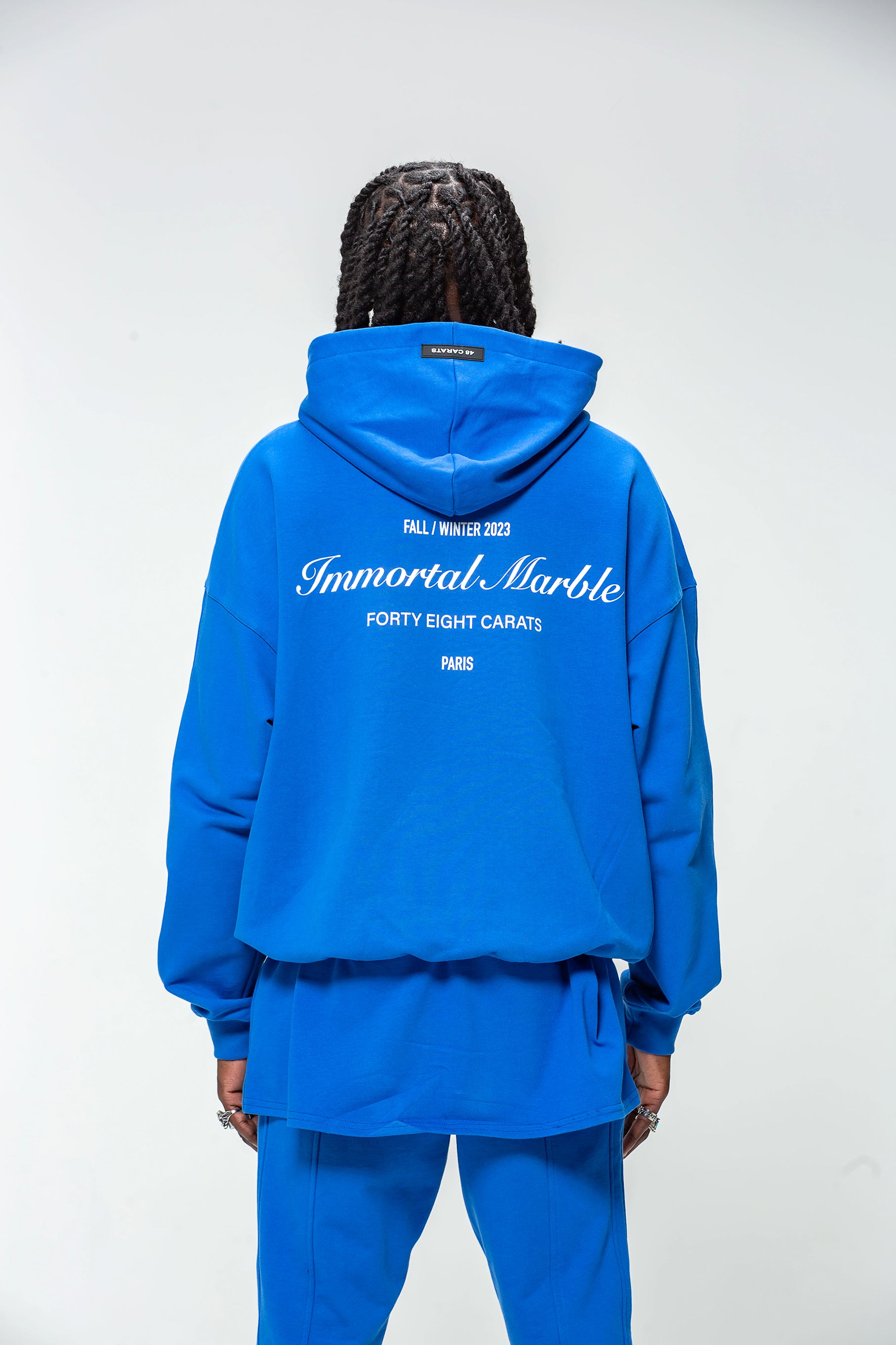 Sweat Capuche Bleu Roi Immortal Marble