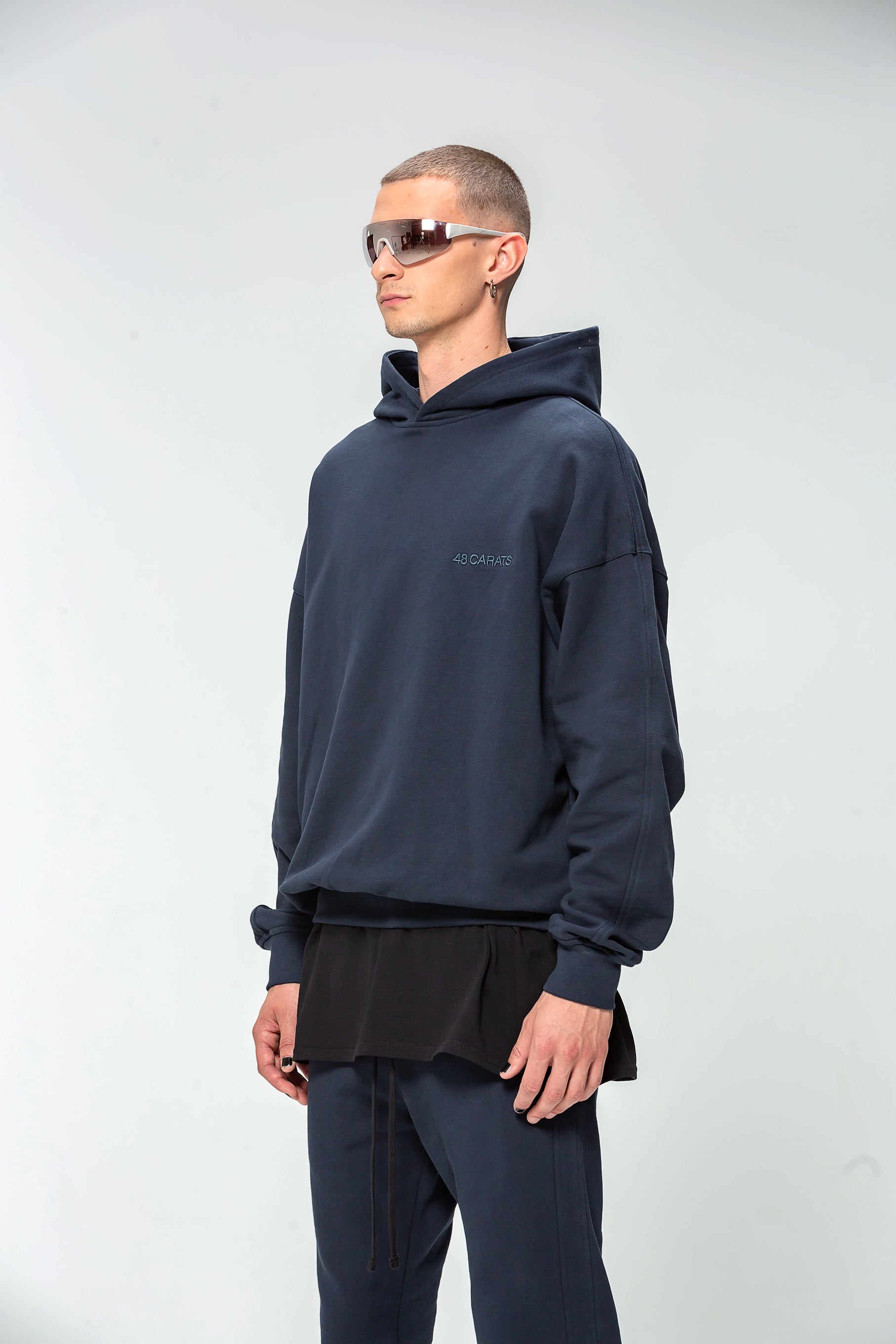 Sweat Capuche Navy Logo DIamant