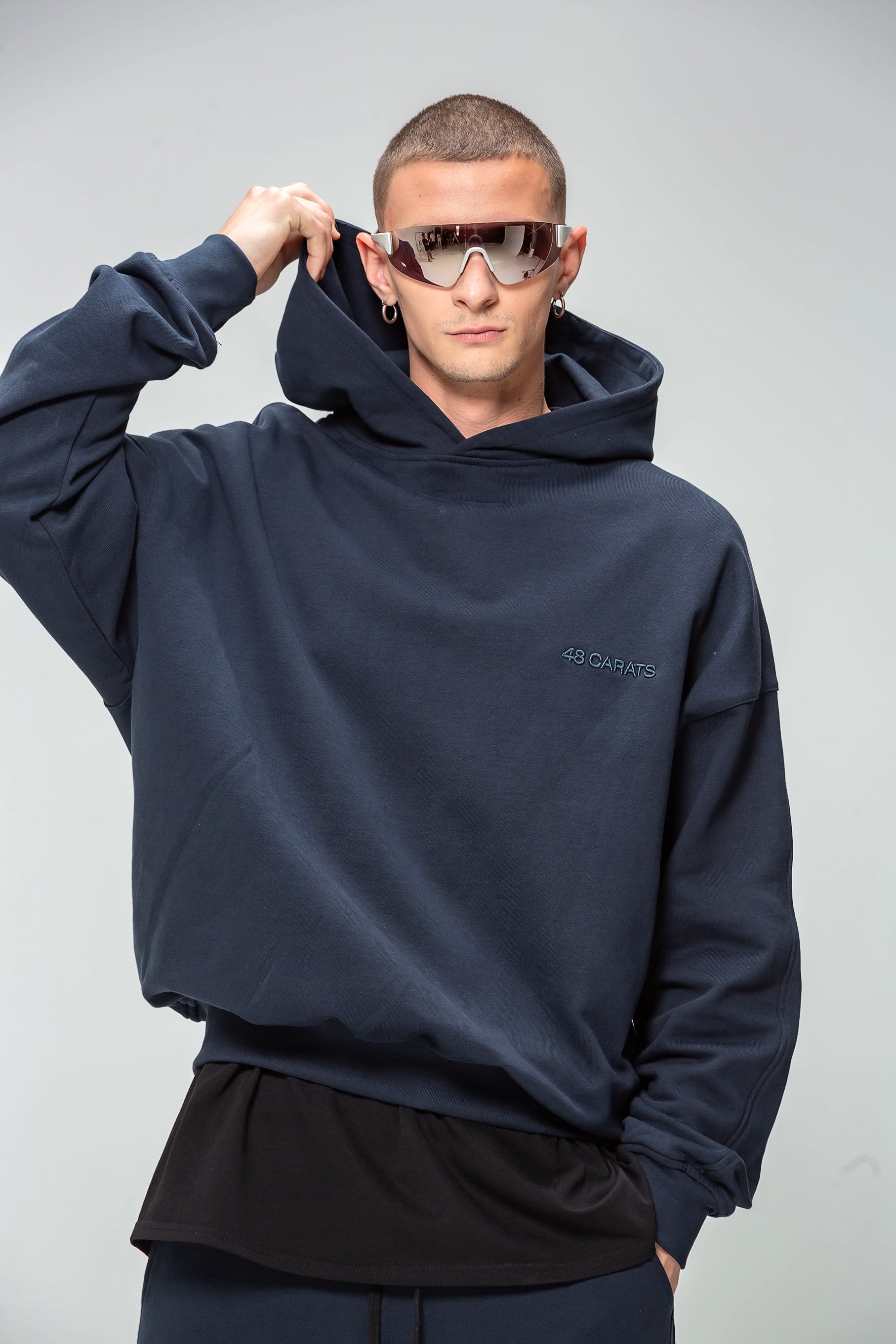 Sweat Capuche Navy Logo DIamant