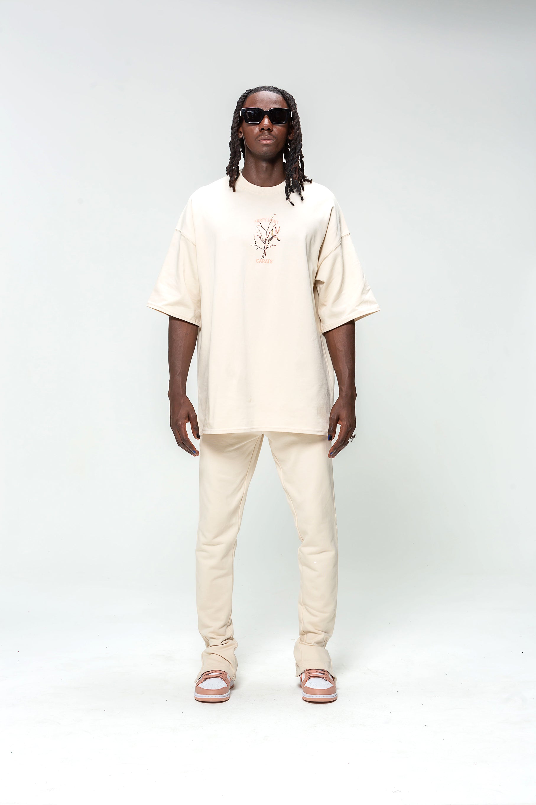 Oversized Beige 48 Carat Bird Logo T-shirt