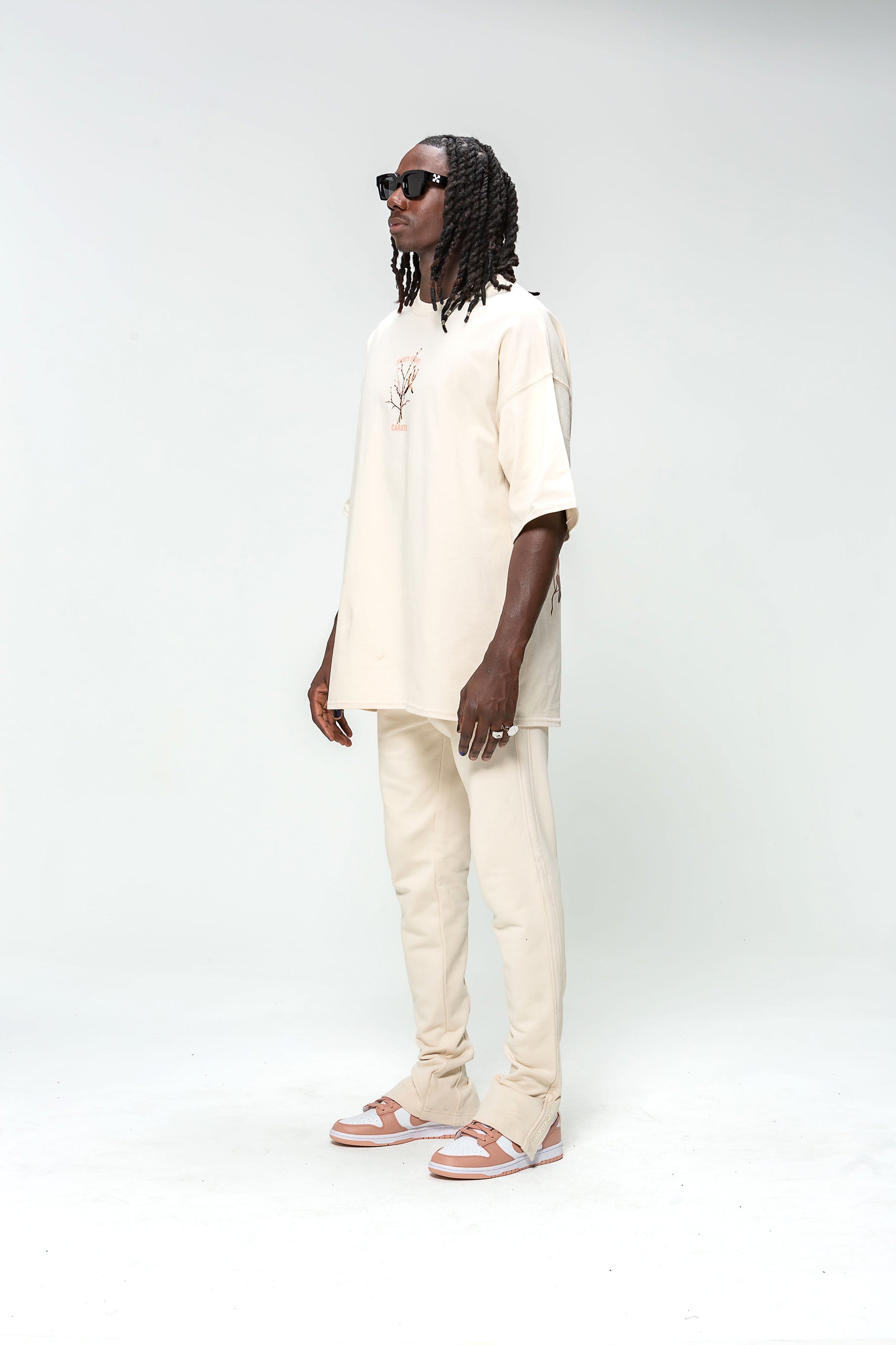 Oversized Beige 48 Carat Bird Logo T-shirt