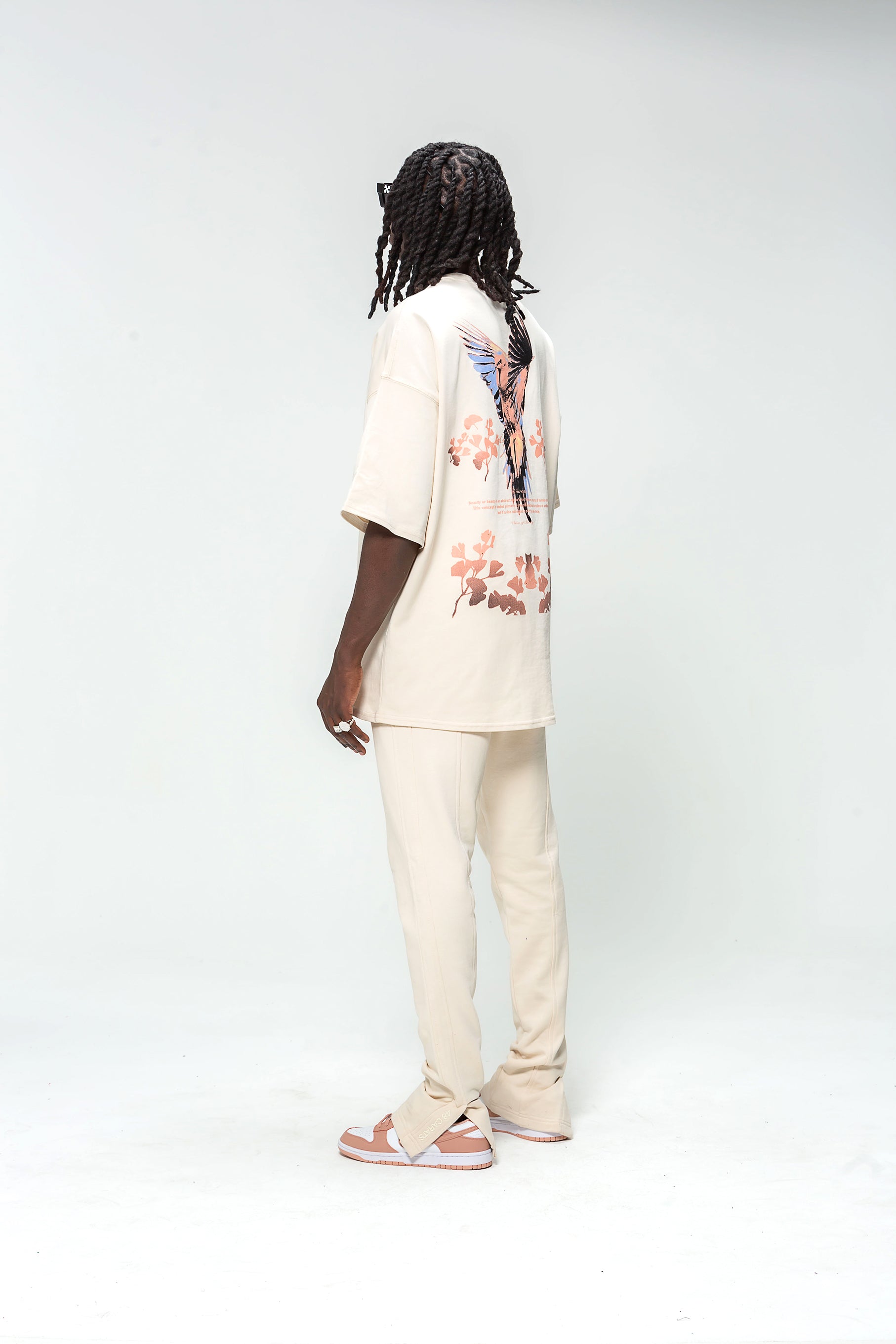Oversized Beige 48 Carat Bird Logo T-shirt
