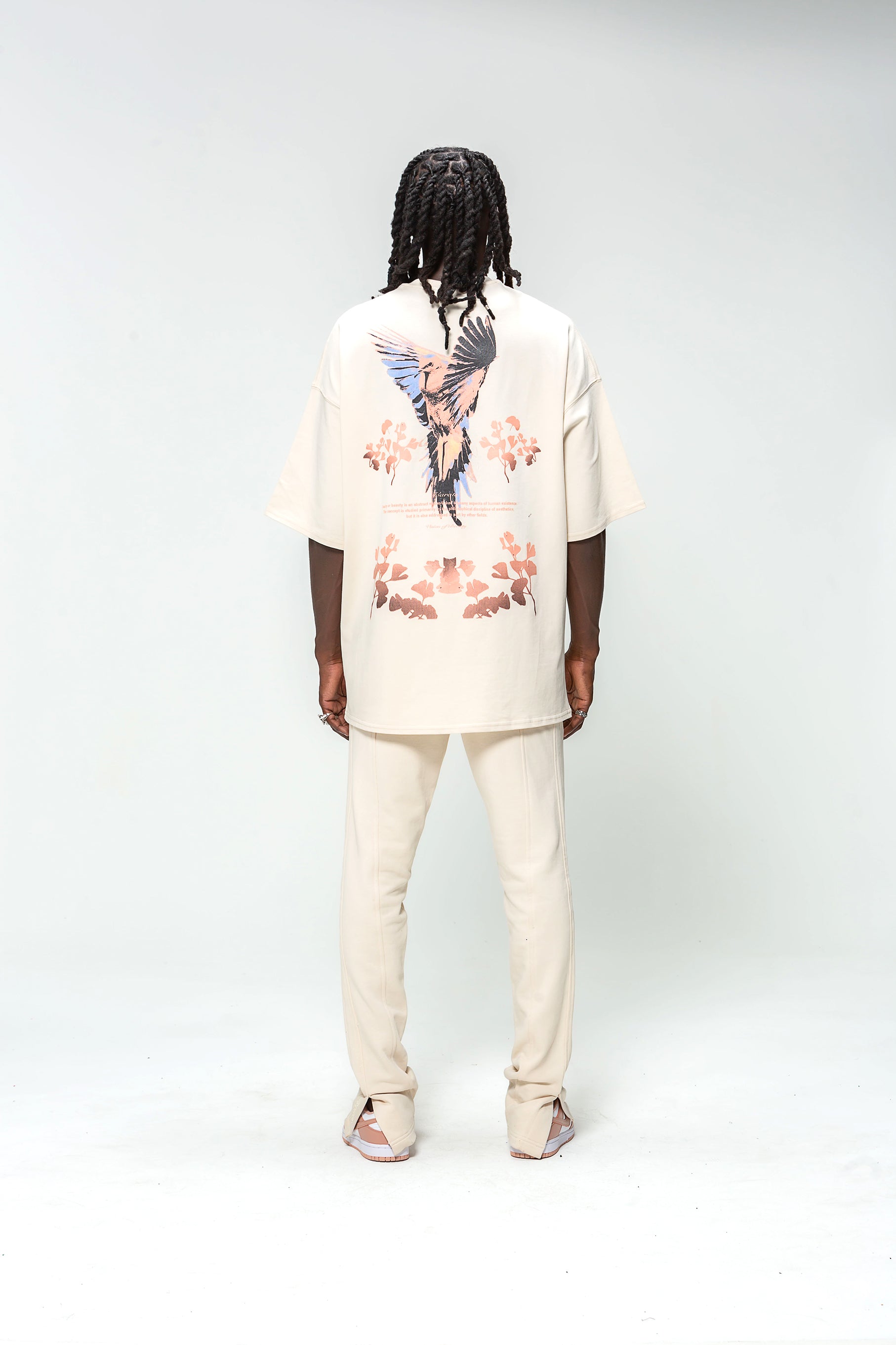 Oversized Beige 48 Carat Bird Logo T-shirt