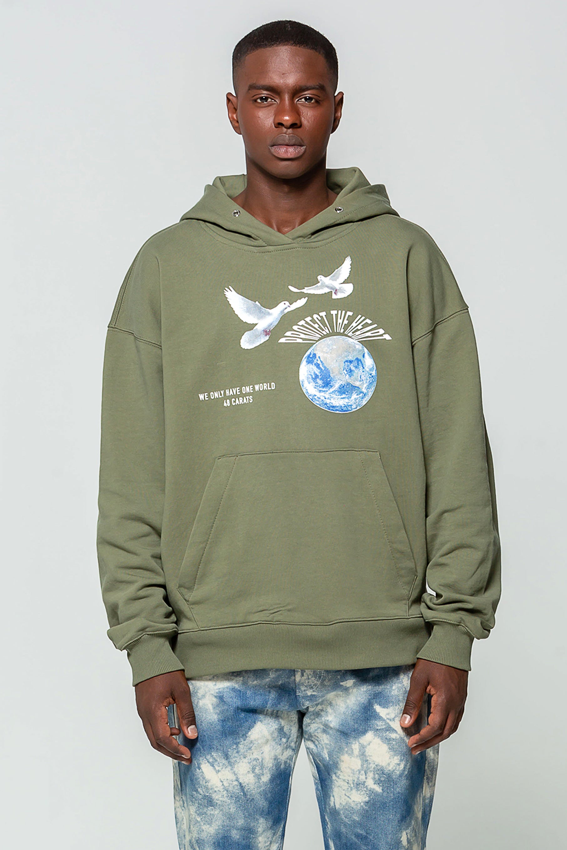 Sweat Capuche Khaki Protect The Earth