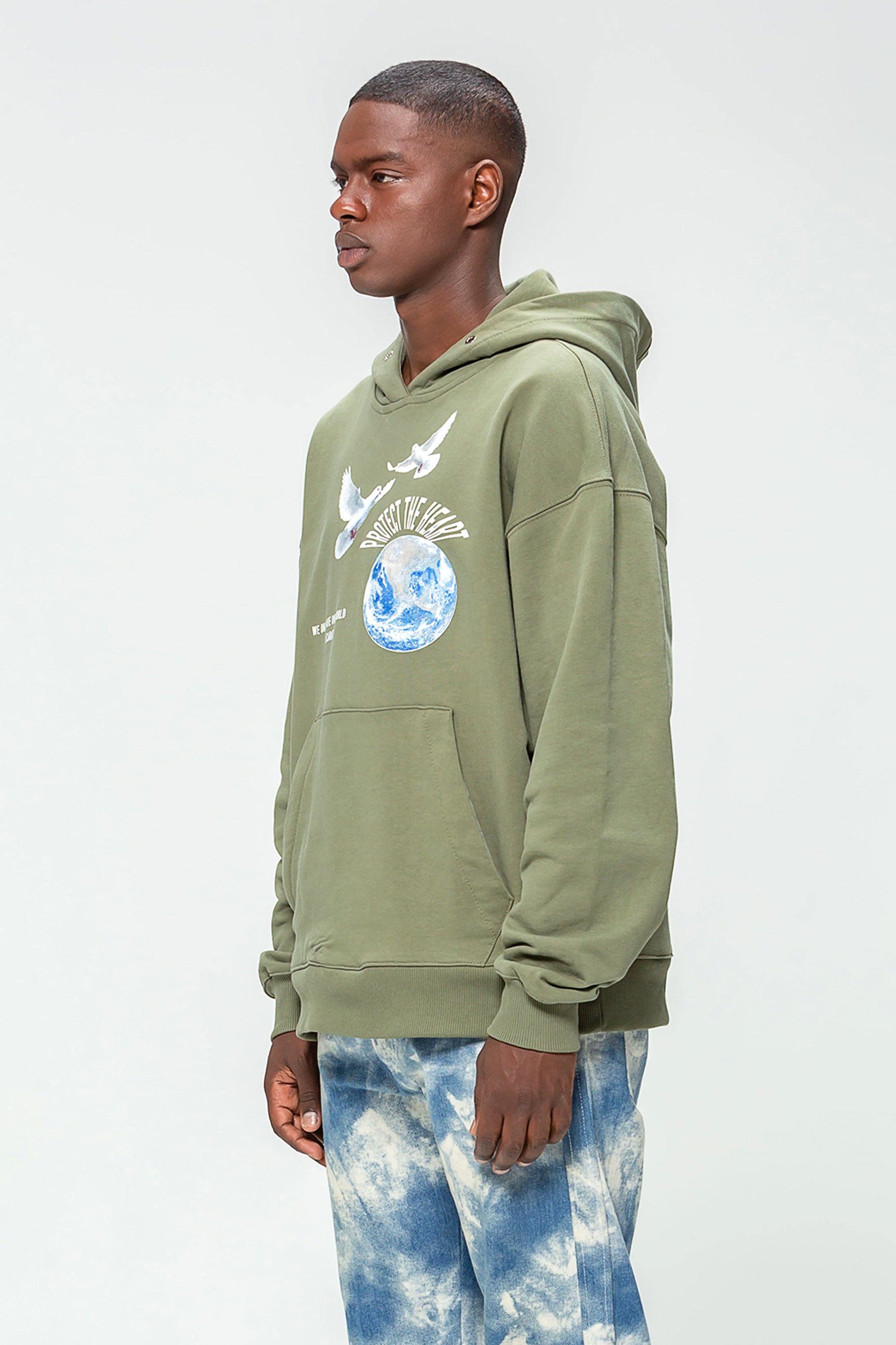 Sweat Capuche Khaki Protect The Earth