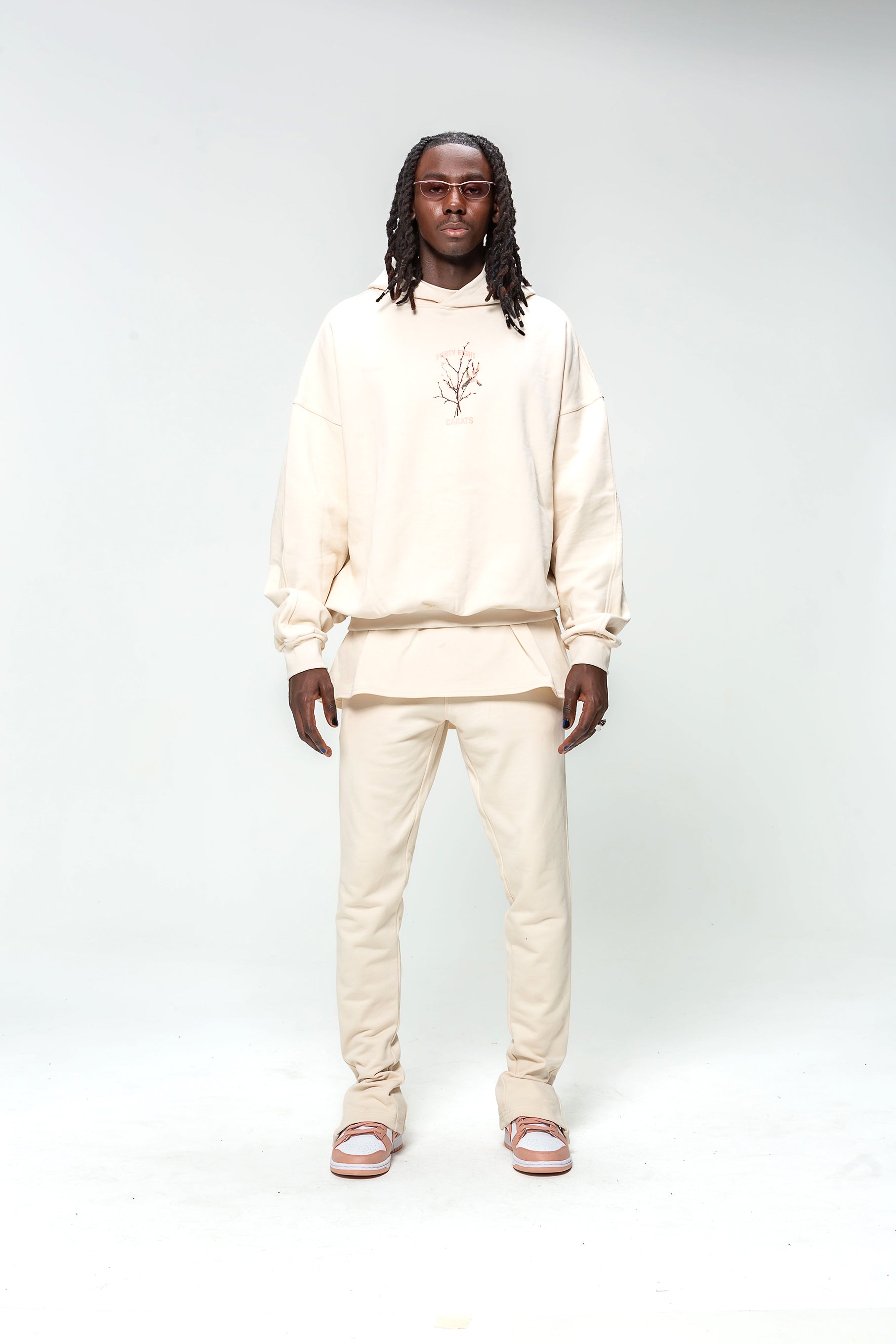 Hooded Sweatshirt Beige Bird