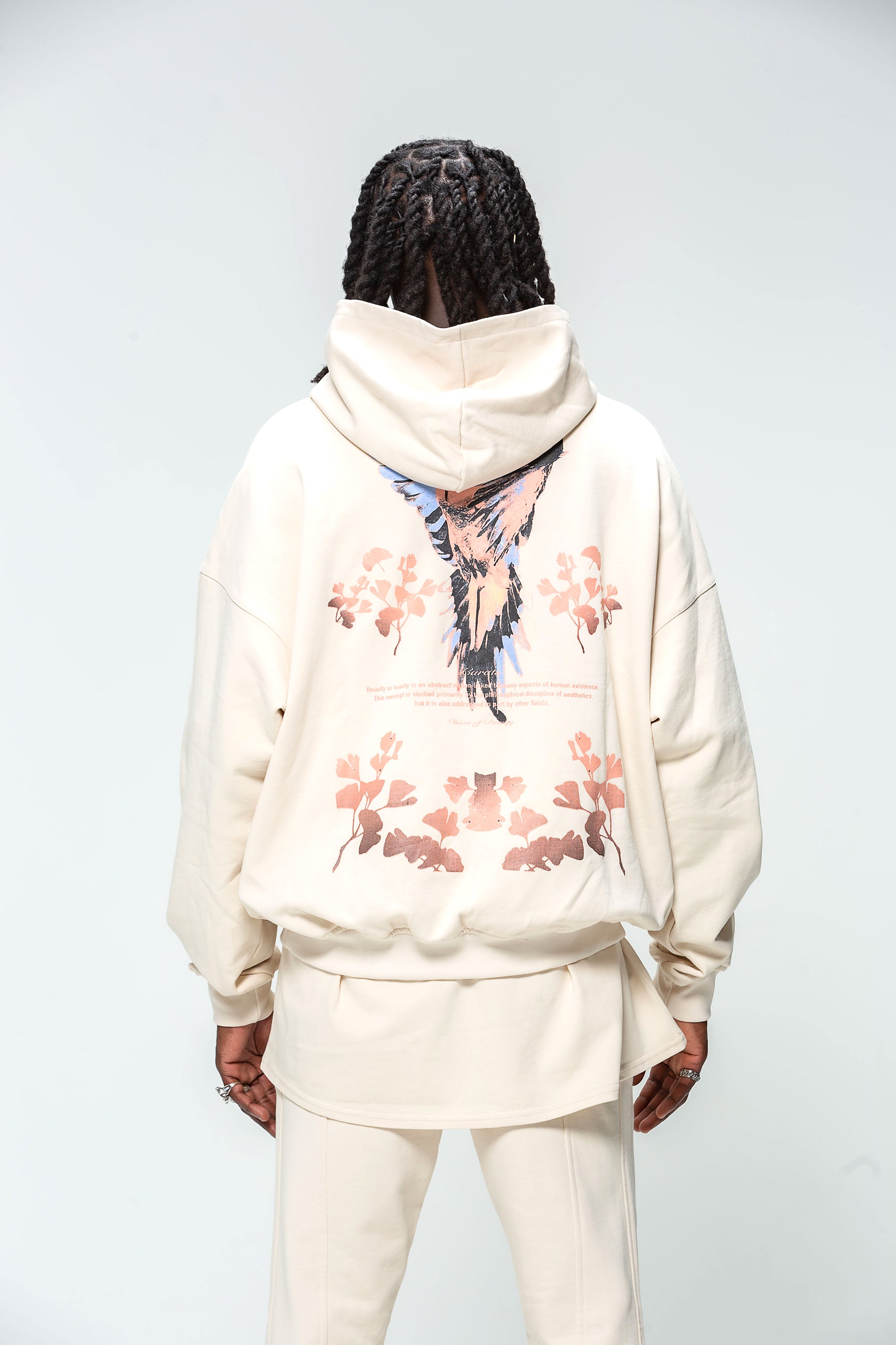 Hooded Sweatshirt Beige Bird