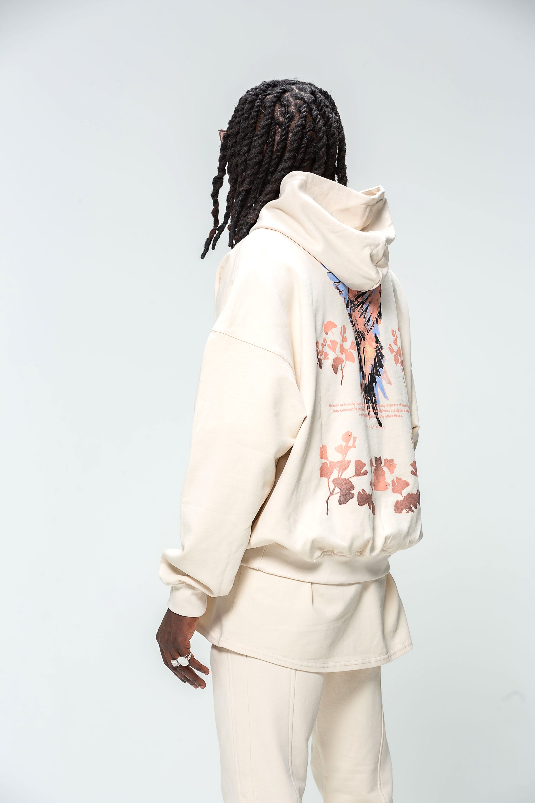 Hooded Sweatshirt Beige Bird