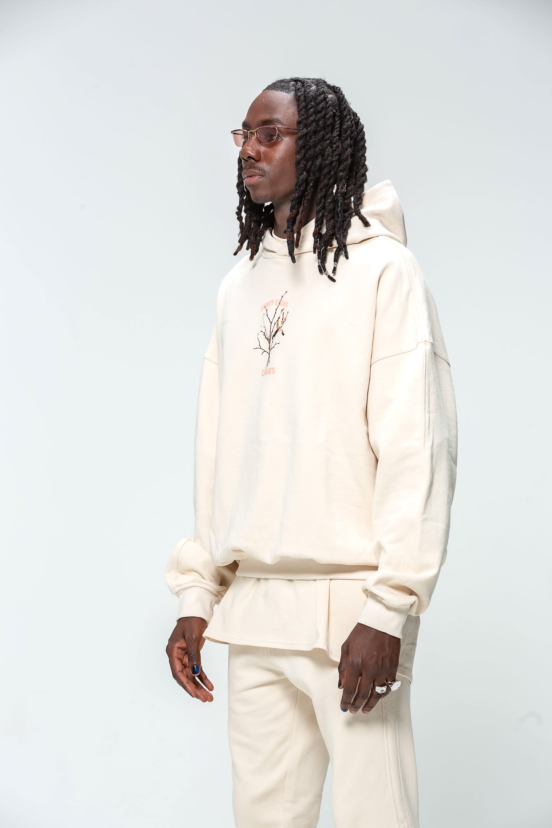 Hooded Sweatshirt Beige Bird