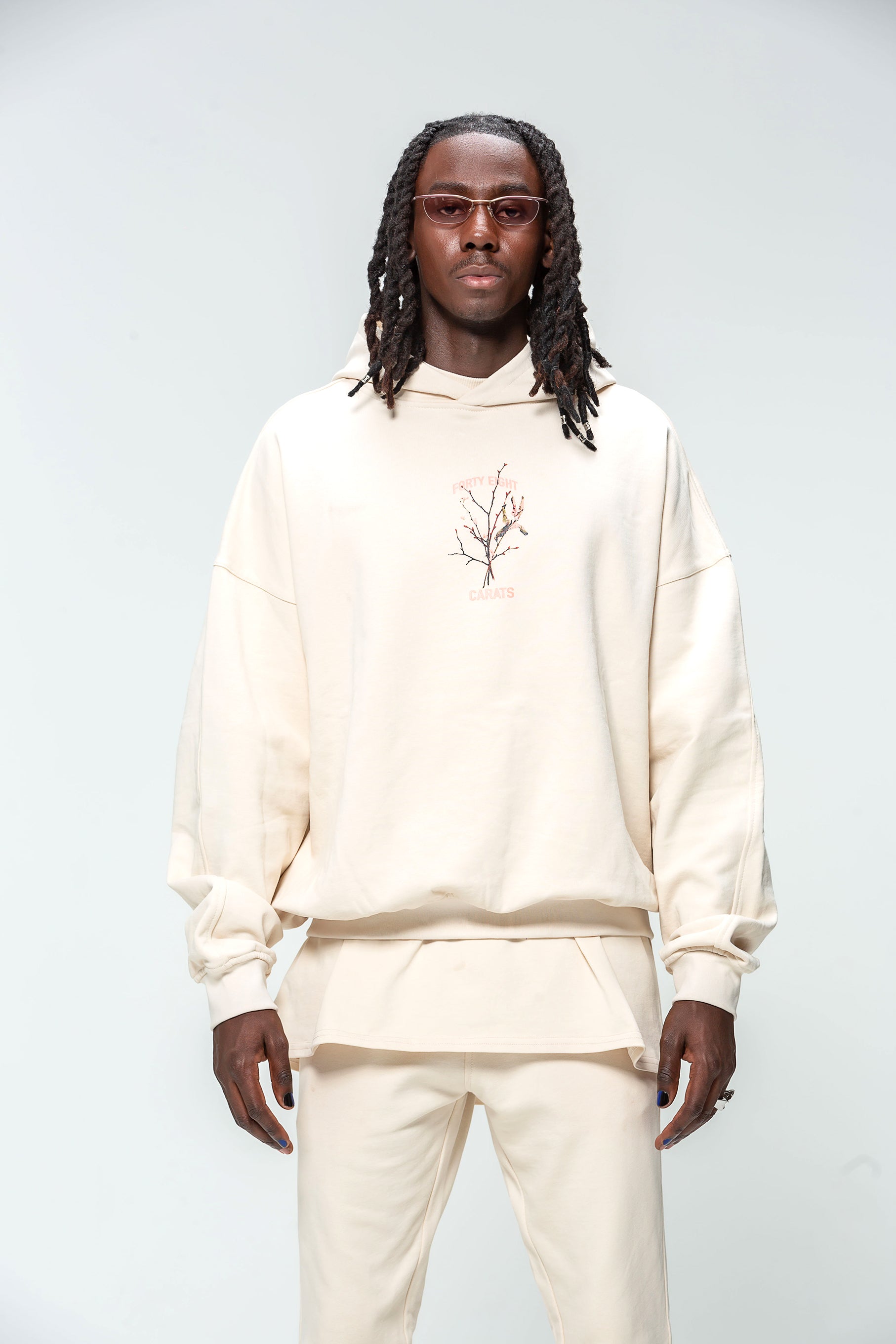 Hooded Sweatshirt Beige Bird