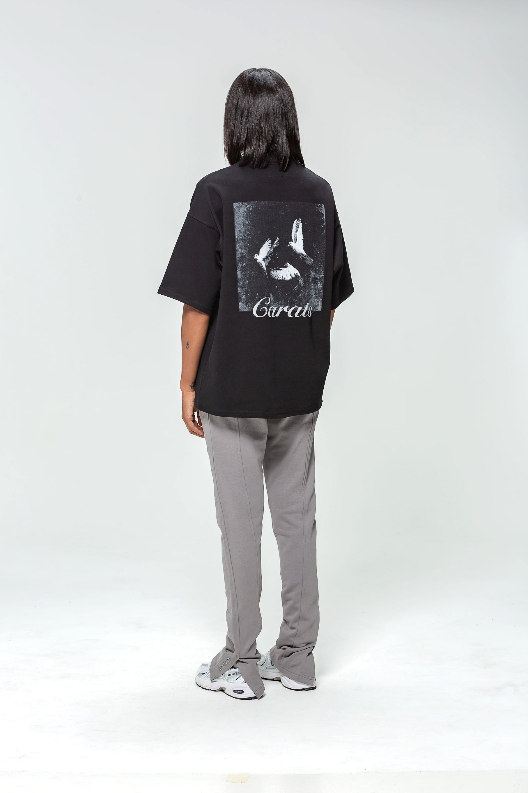 Oversized Black Three Dove T-shirt