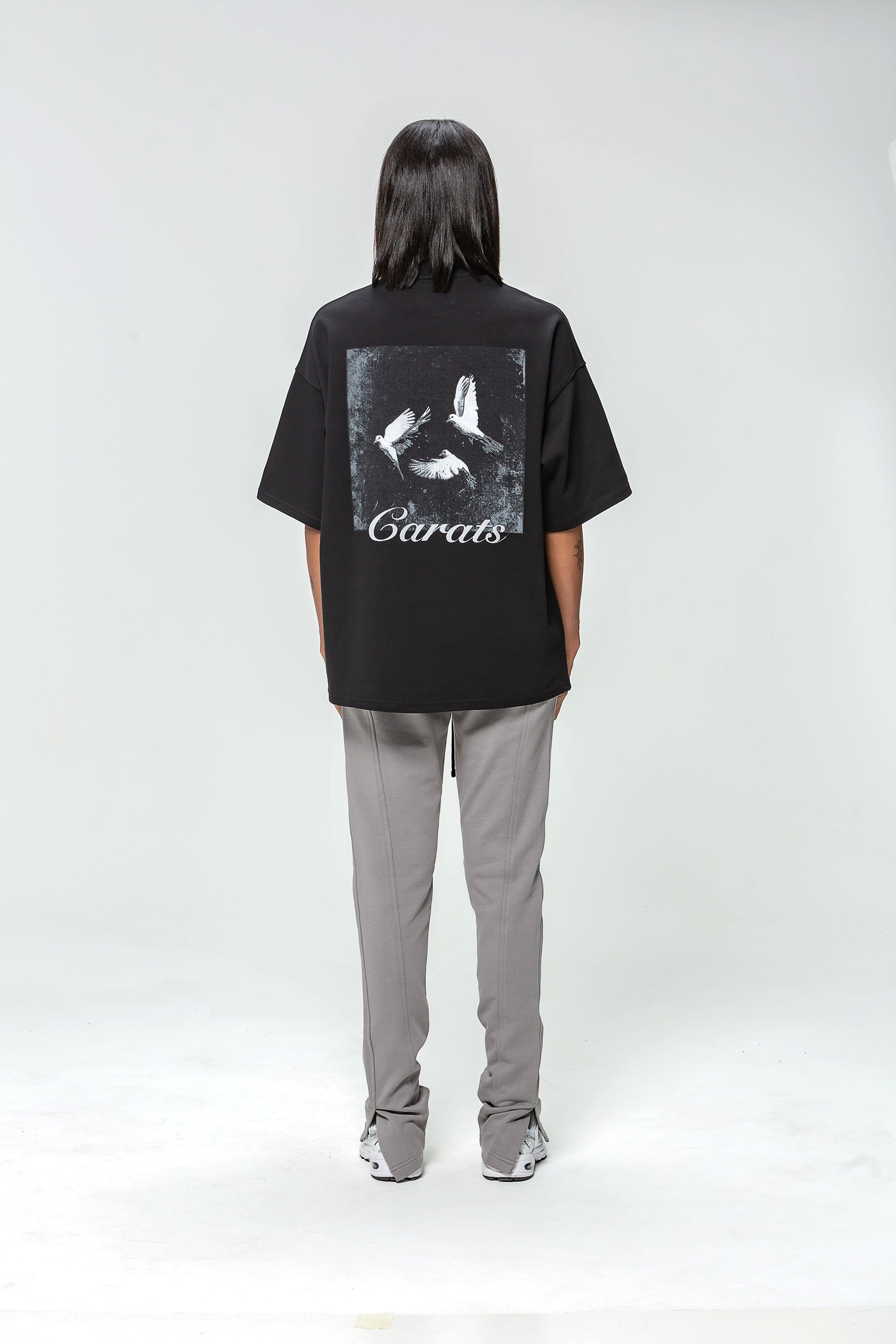 Oversized Black Three Dove T-shirt