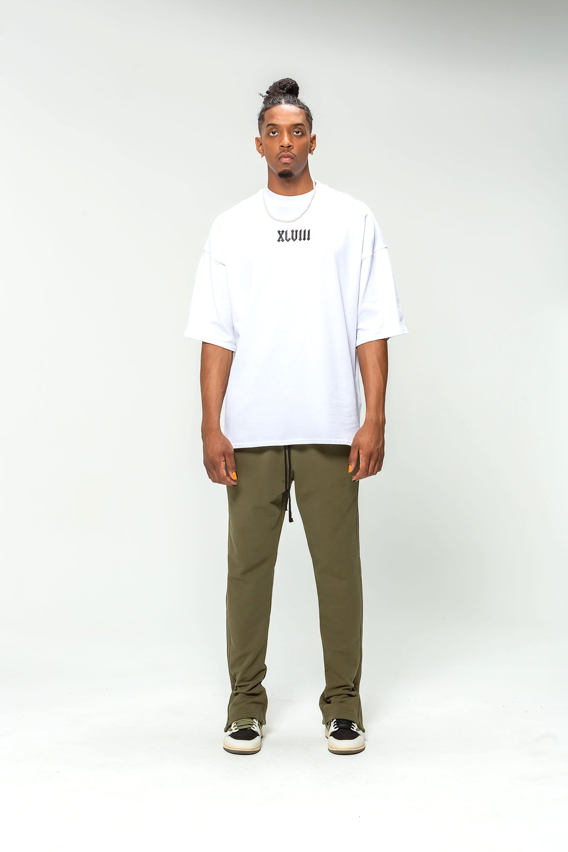 Oversized White 48 Karat Roman Script T-Shirt