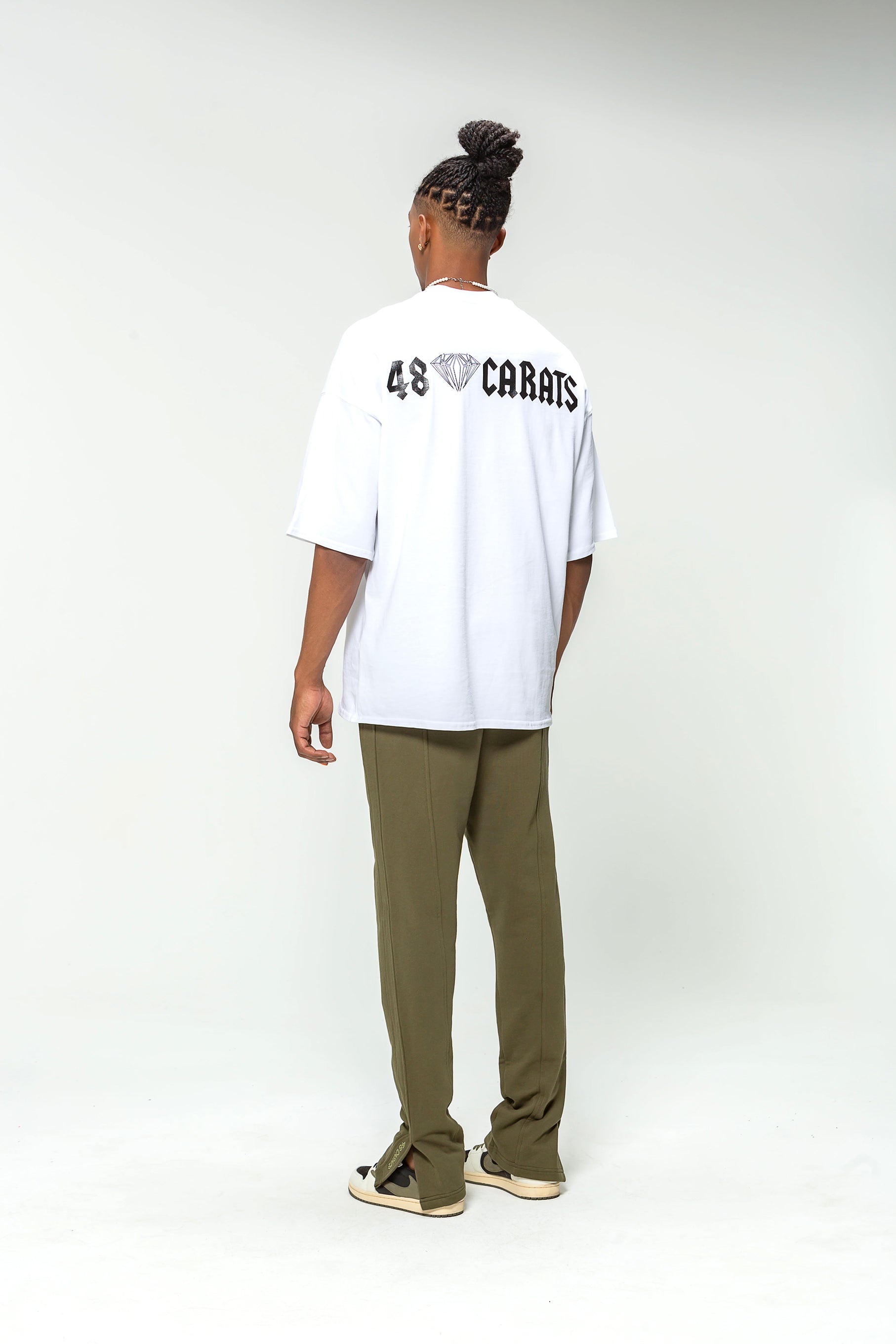 Oversized White 48 Karat Roman Script T-Shirt