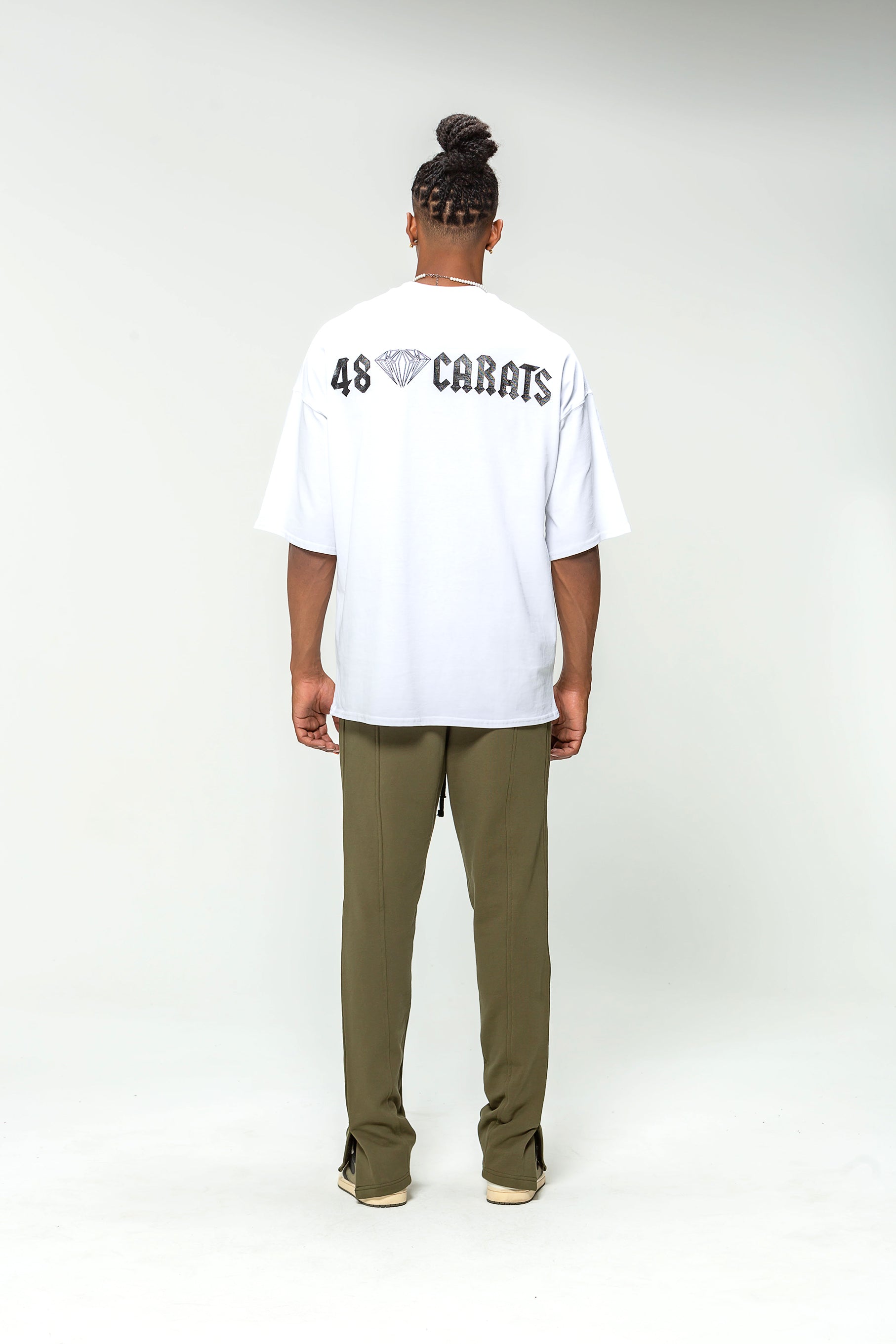 Oversized White 48 Karat Roman Script T-Shirt