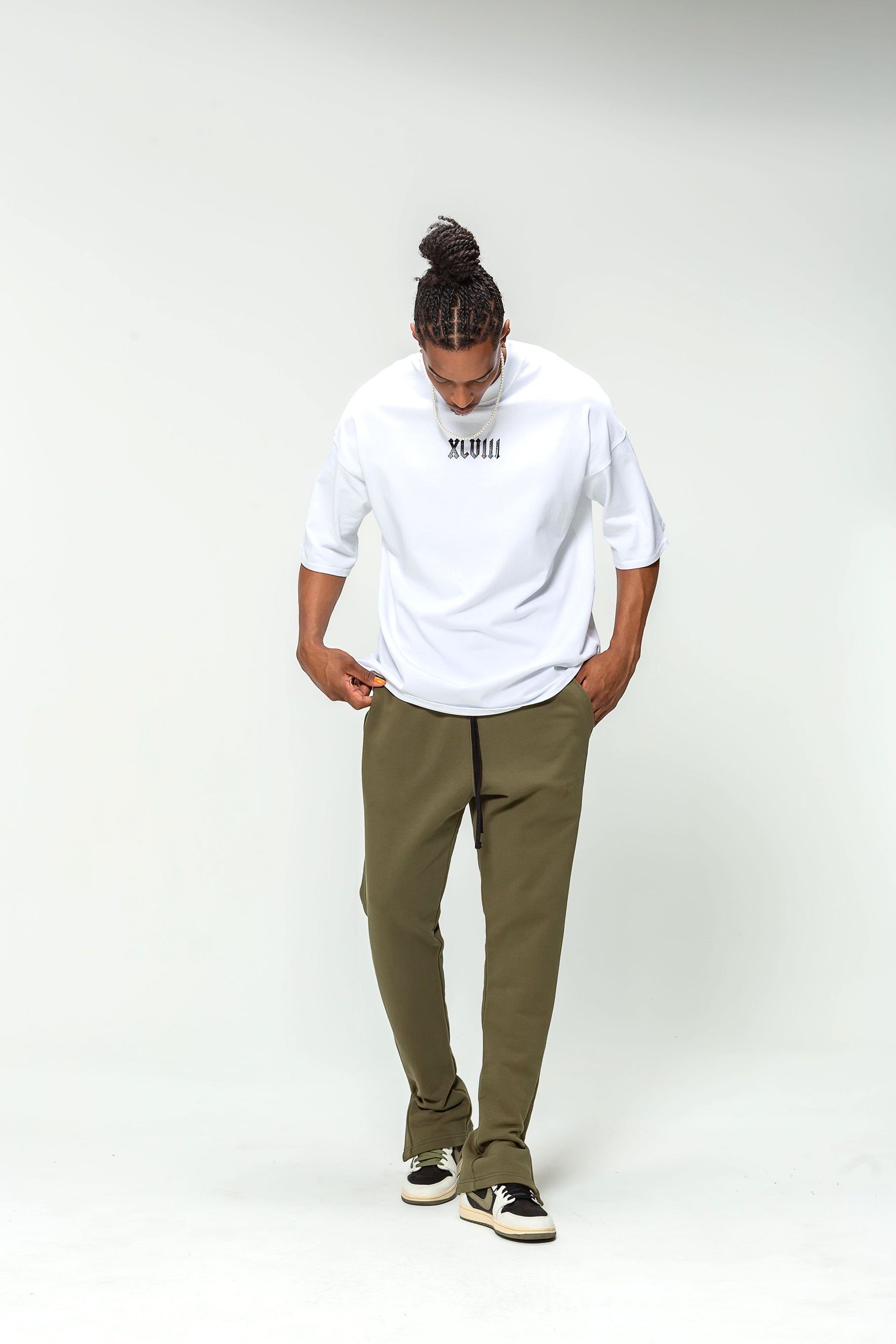 Oversized White 48 Karat Roman Script T-Shirt