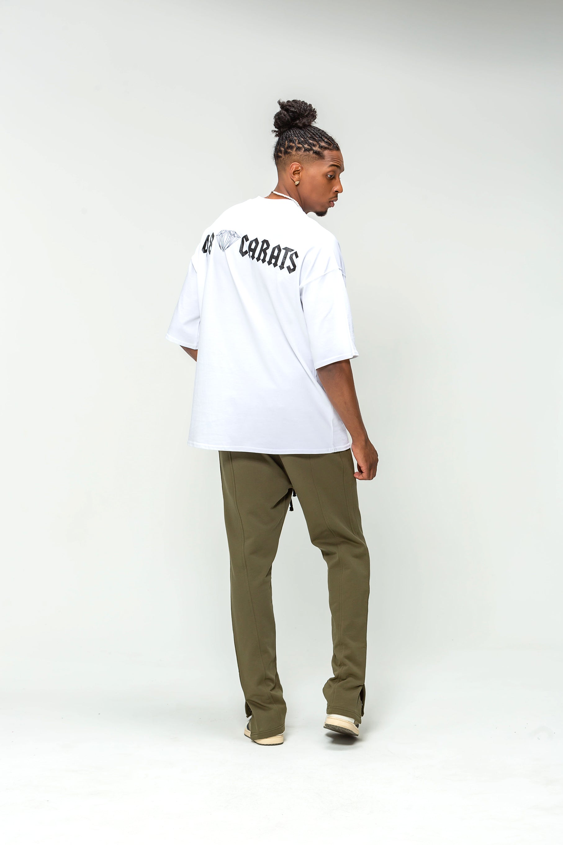 Oversized White 48 Karat Roman Script T-Shirt