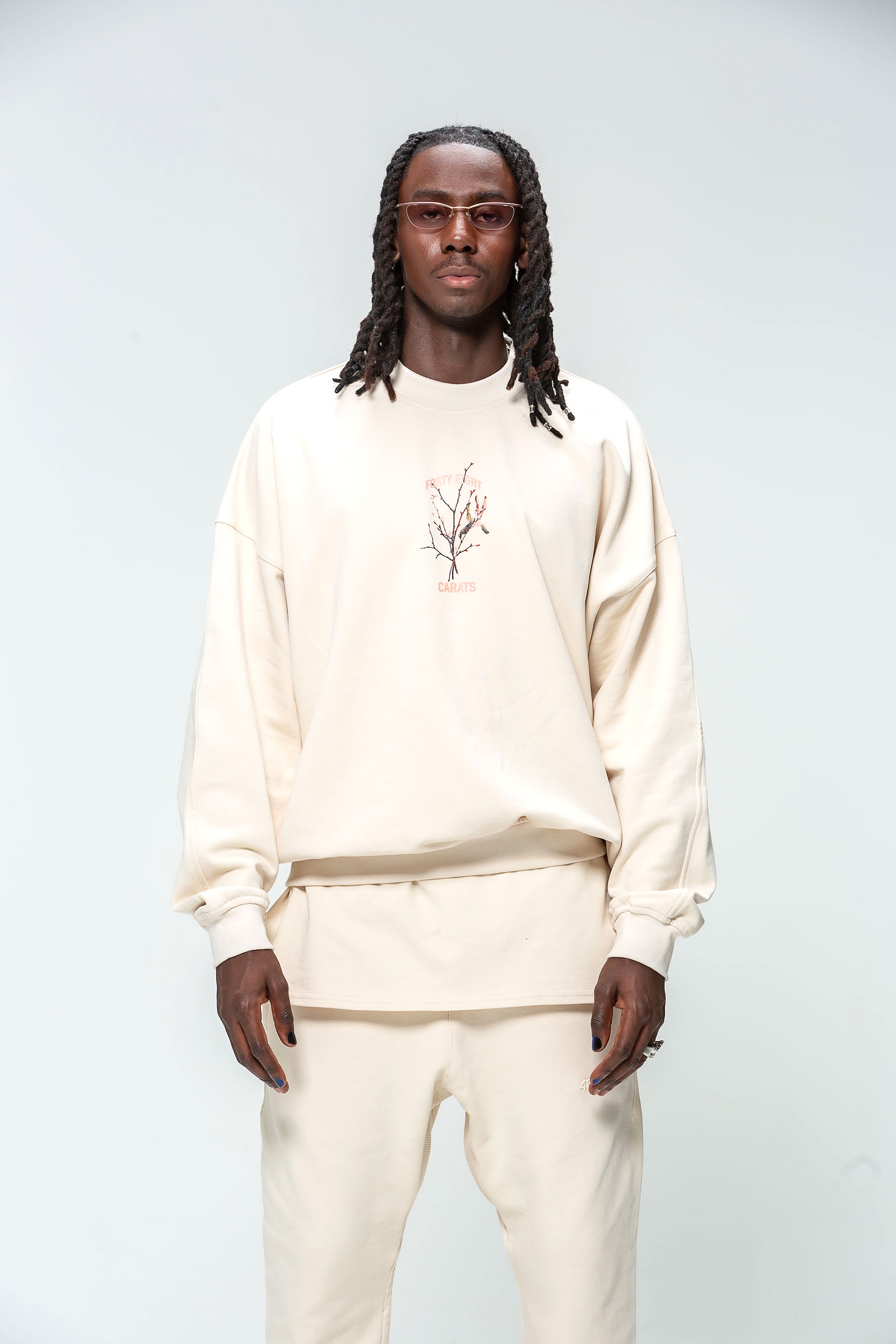 Sweat Col Beige Logo Bird