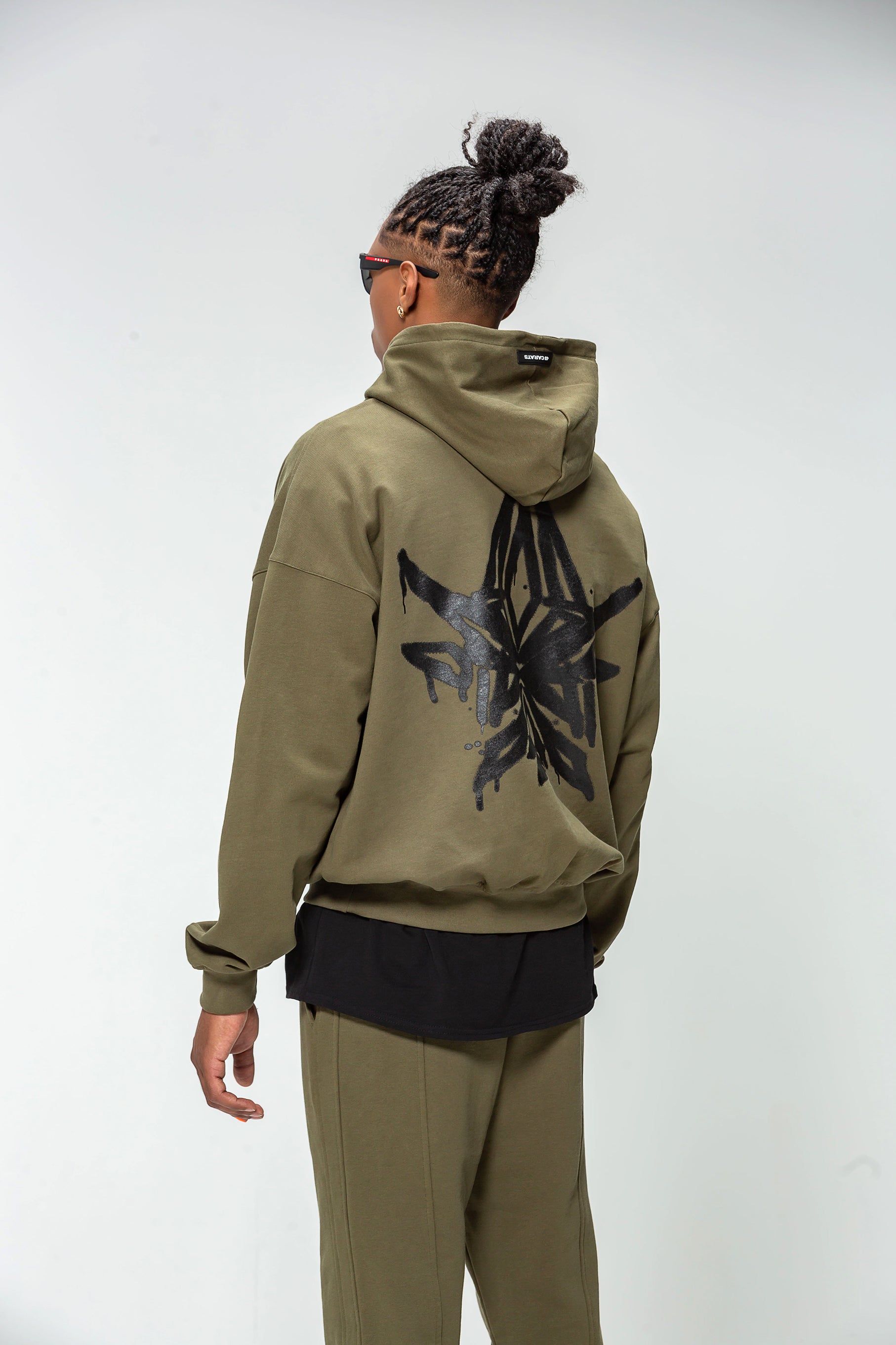 Sweat Capuche Khaki Logo Diamant