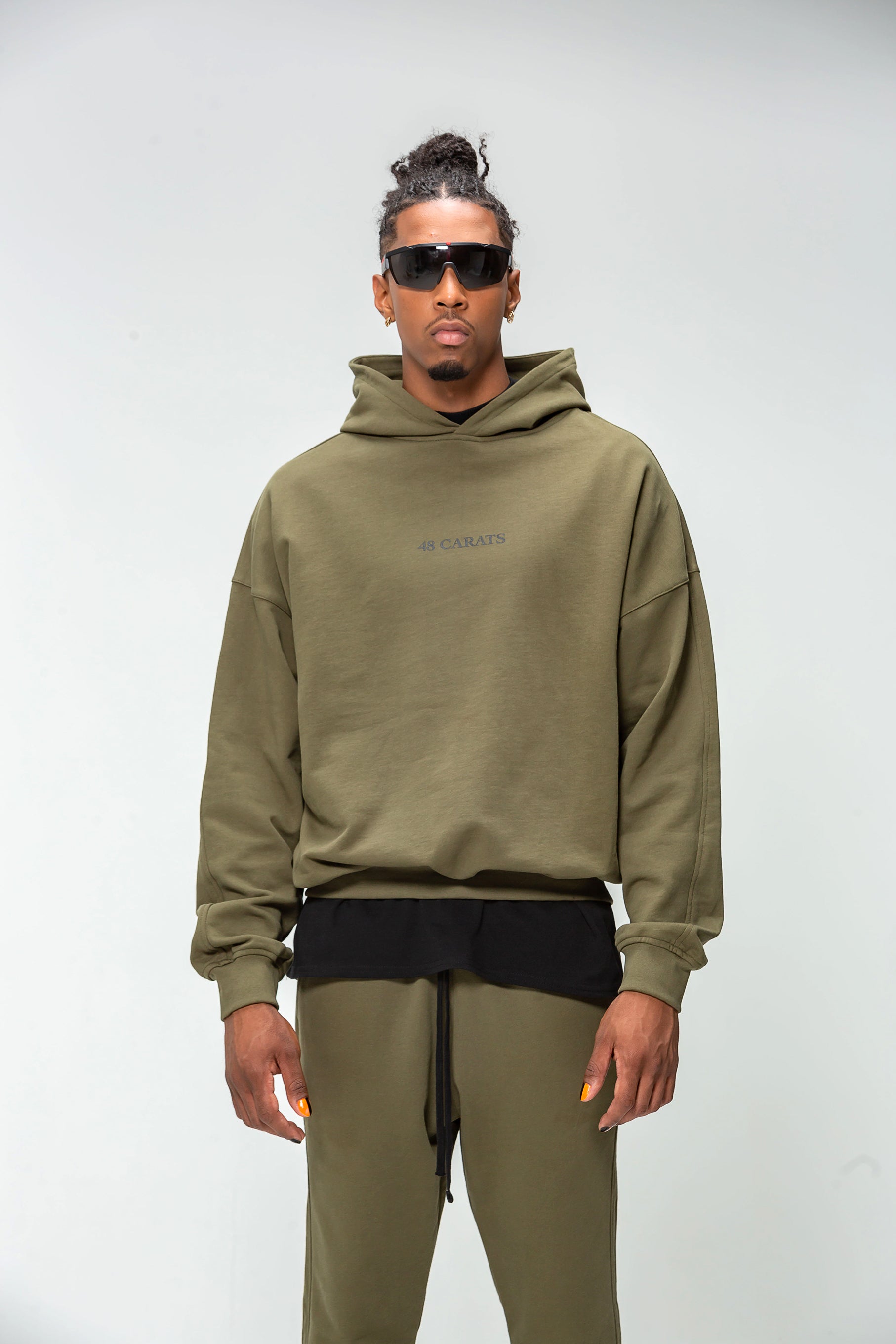 Sweat Capuche Khaki Logo Diamant