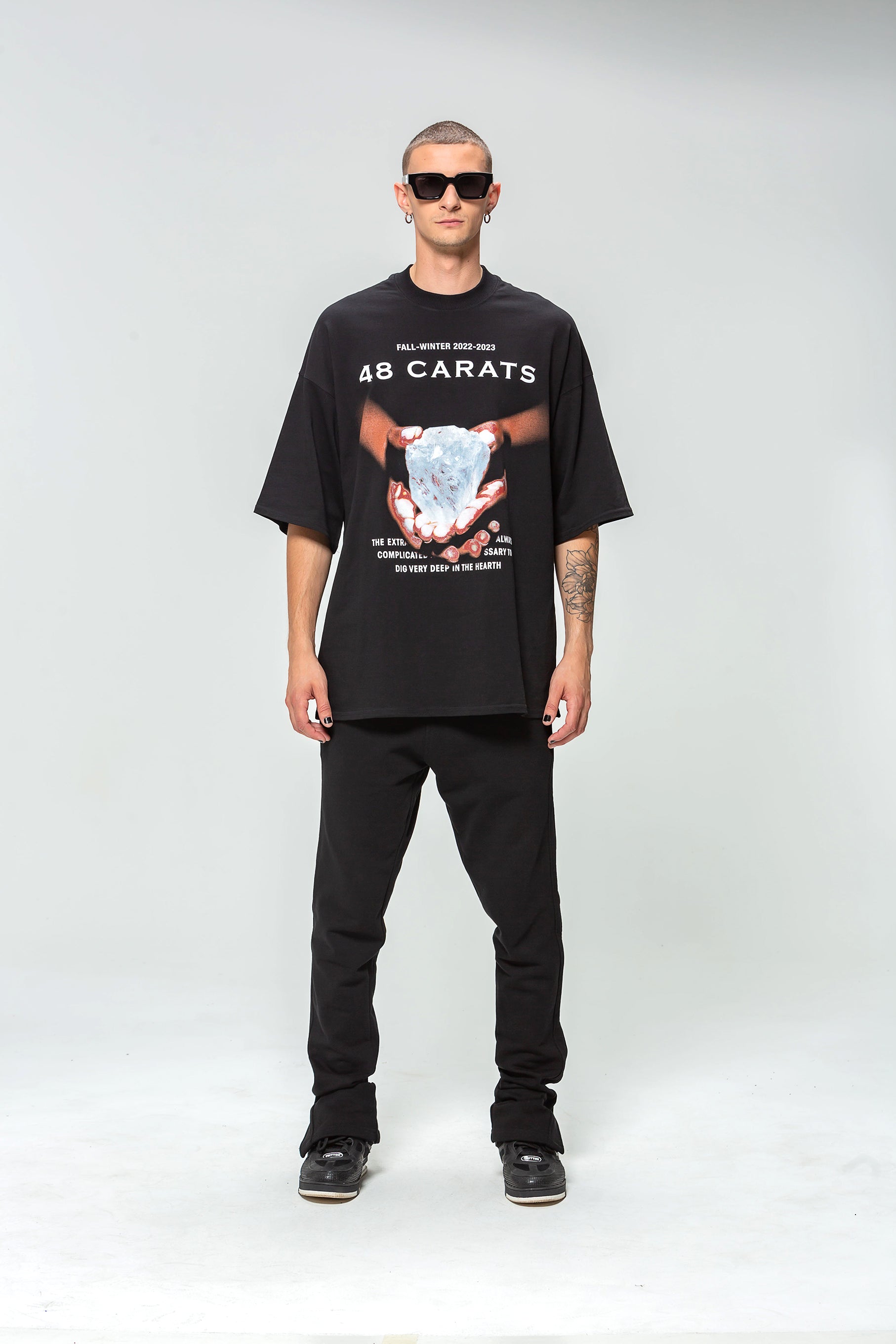 Pure Diamond 48 Carats Black Oversized T-Shirt