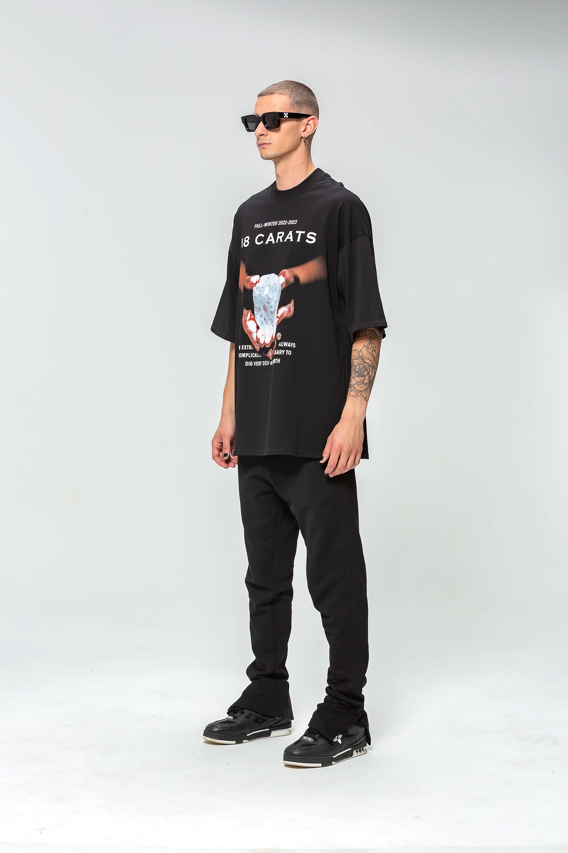 Pure Diamond 48 Carats Black Oversized T-Shirt