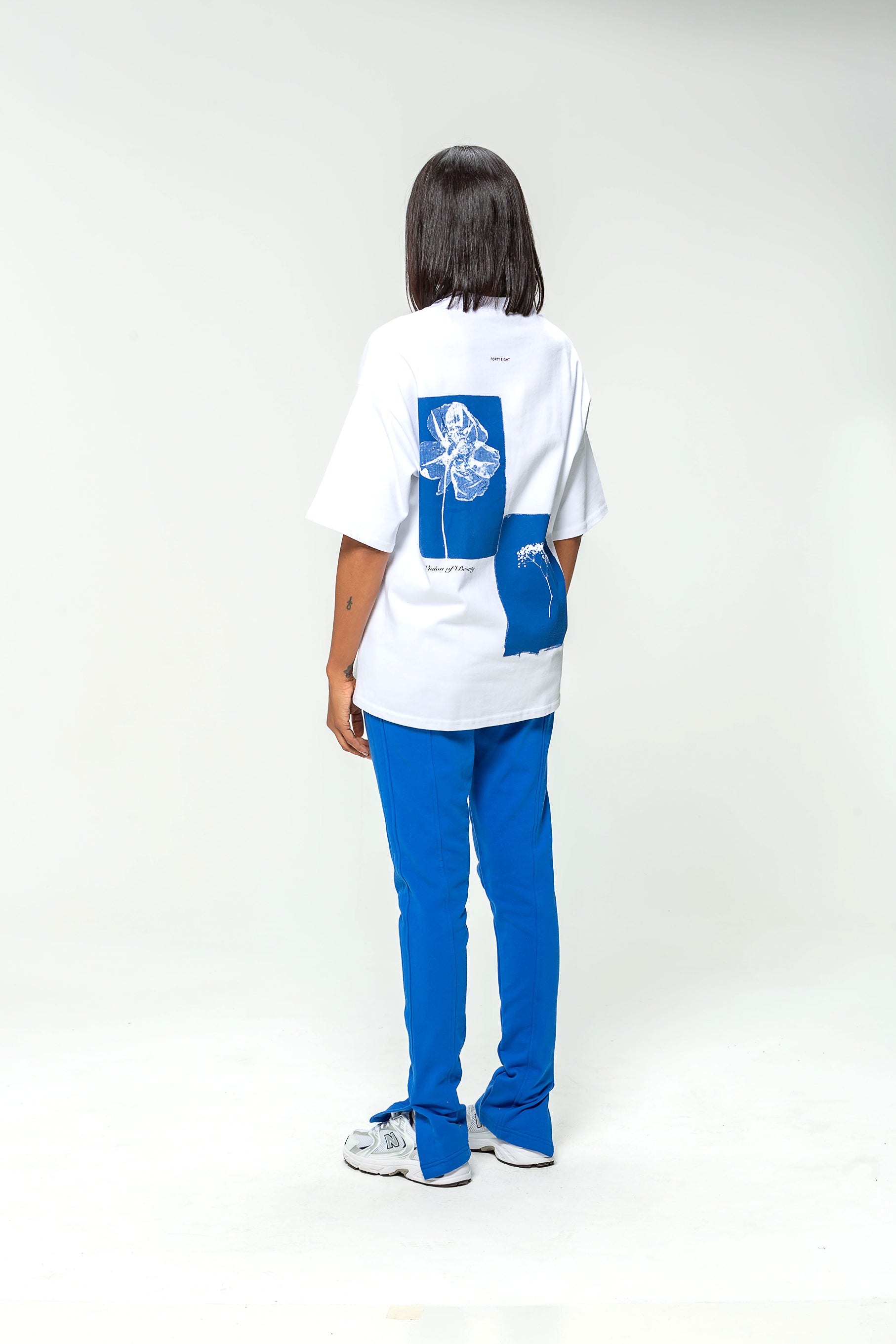 48 Carats Black Blue Flower Oversize T-shirt