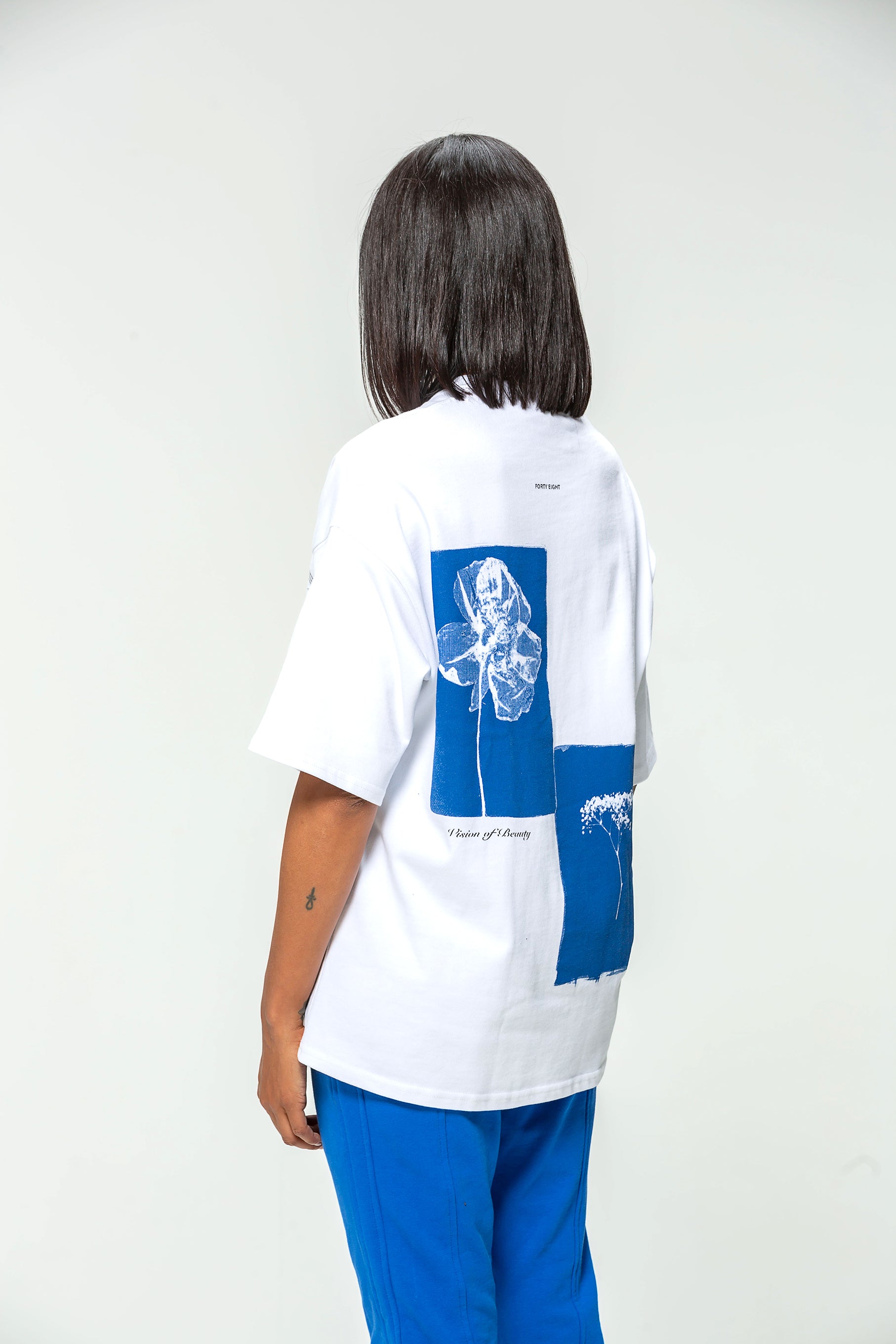 48 Carats Black Blue Flower Oversize T-shirt