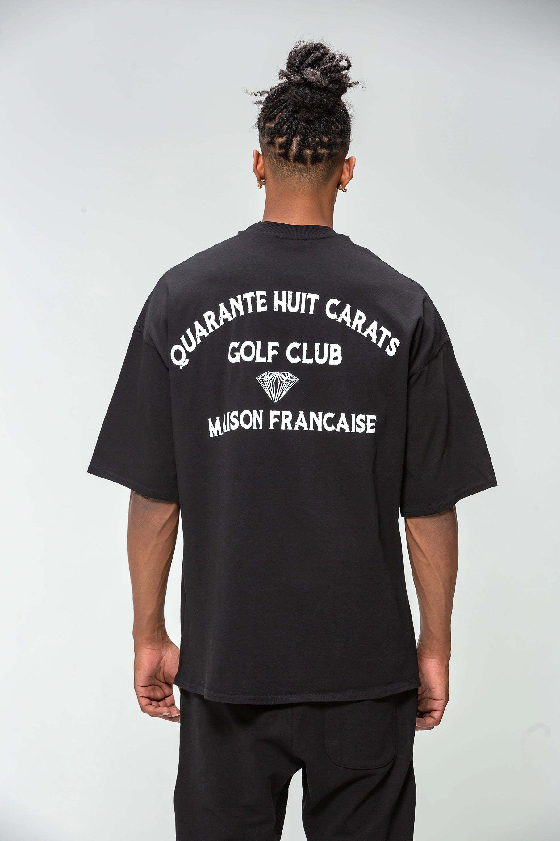 48 Carat Black Oversize T-shirt - Golf Club Elegance Printed