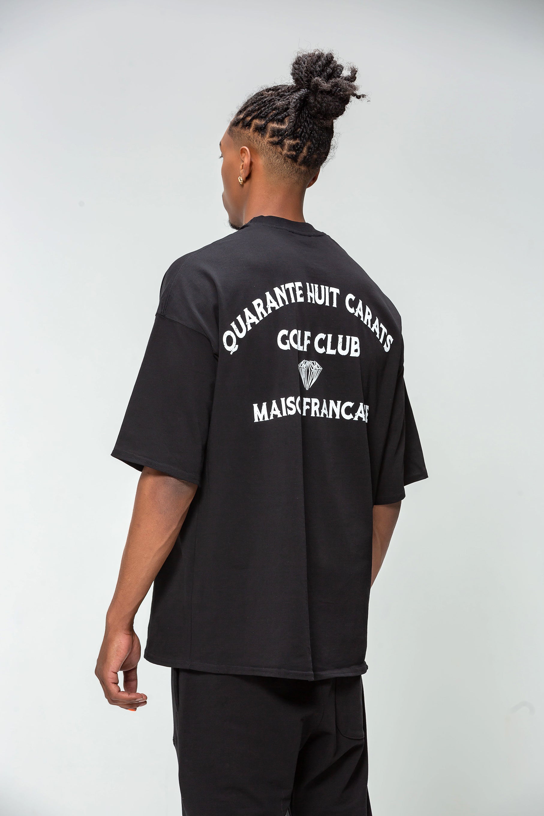48 Carat Black Oversize T-shirt - Golf Club Elegance Printed