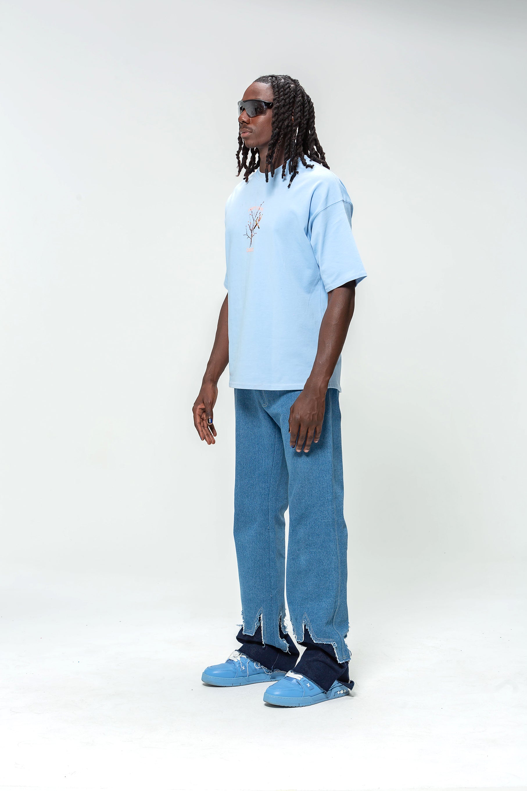Sky Blue 48 Carat Bird Logo Oversized T-Shirt