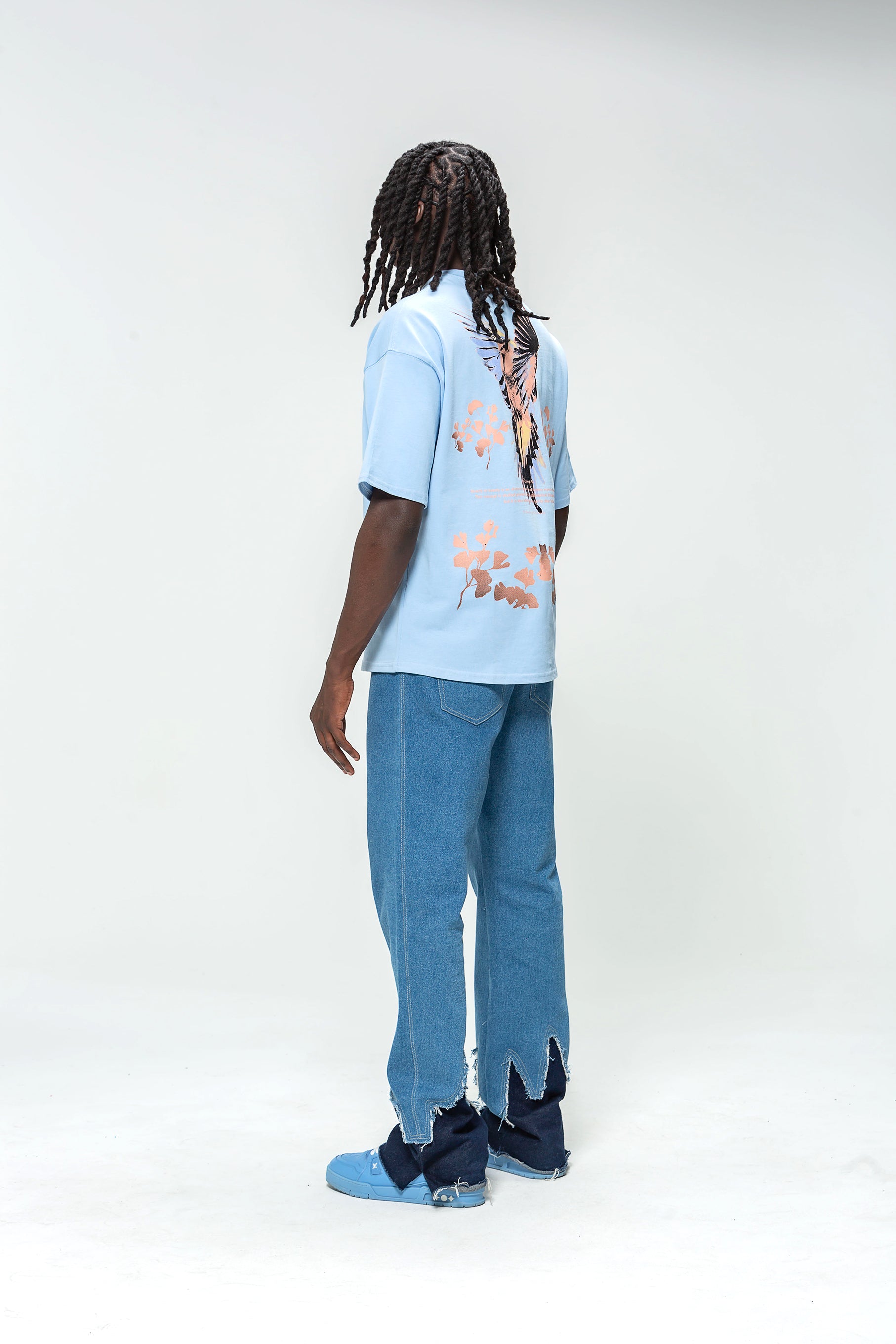 Sky Blue 48 Carat Bird Logo Oversized T-Shirt