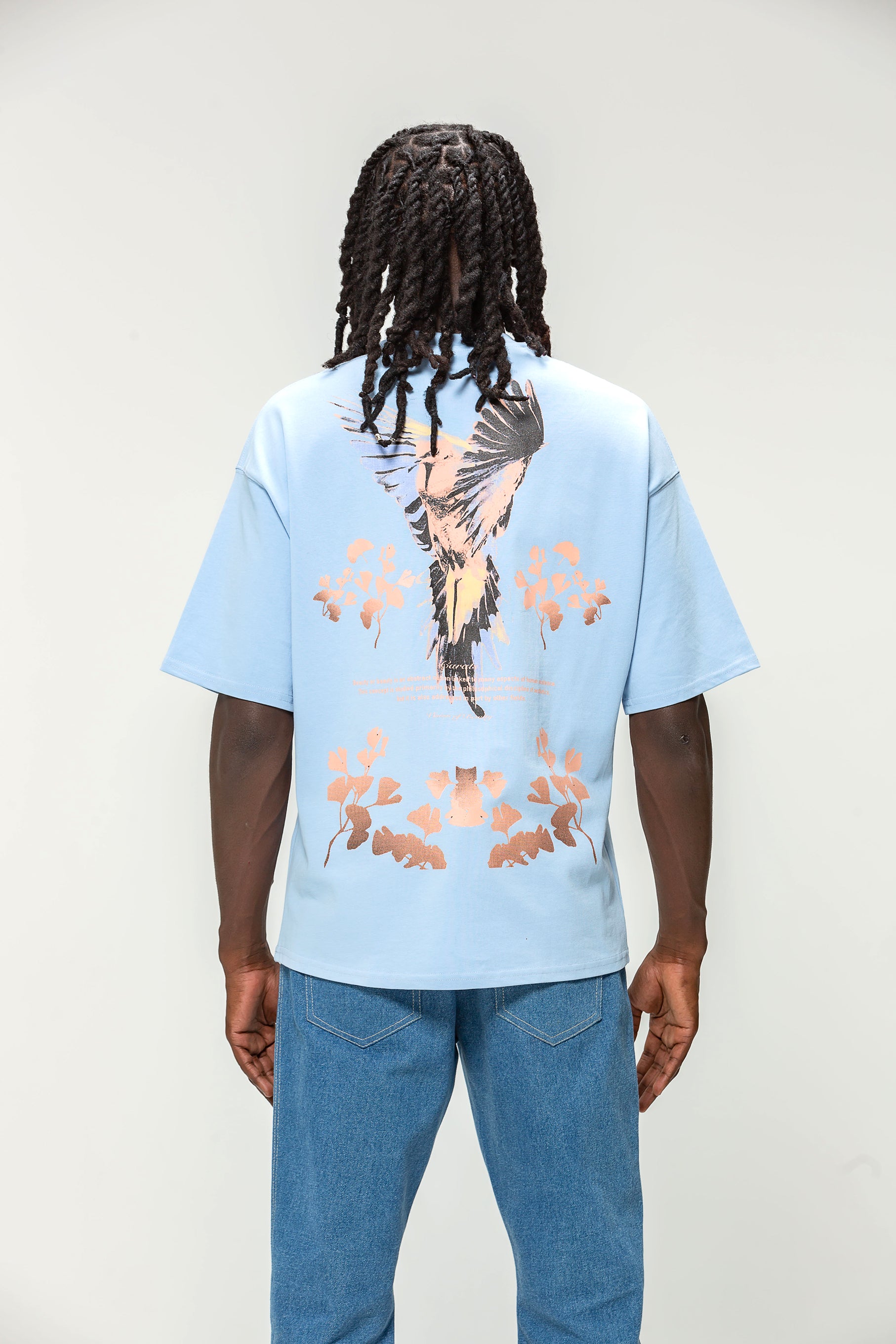 Sky Blue 48 Carat Bird Logo Oversized T-Shirt